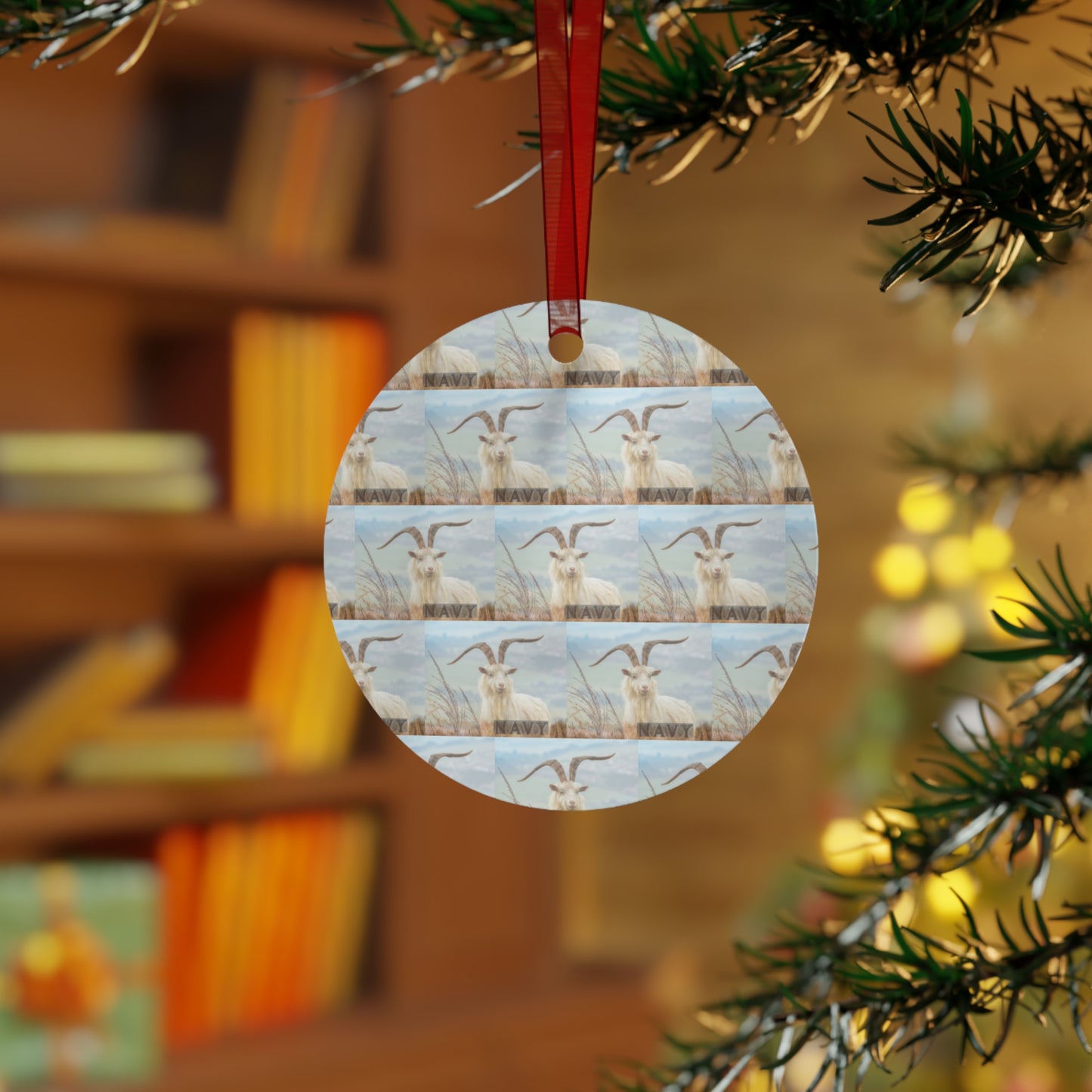 Naval Academy Goat Theme Metal Ornament