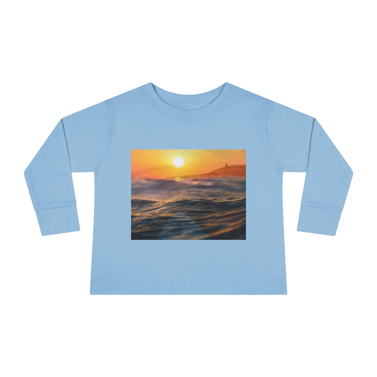 Toddler Long Sleeve Tee - Sunrise Ocean Waves Design