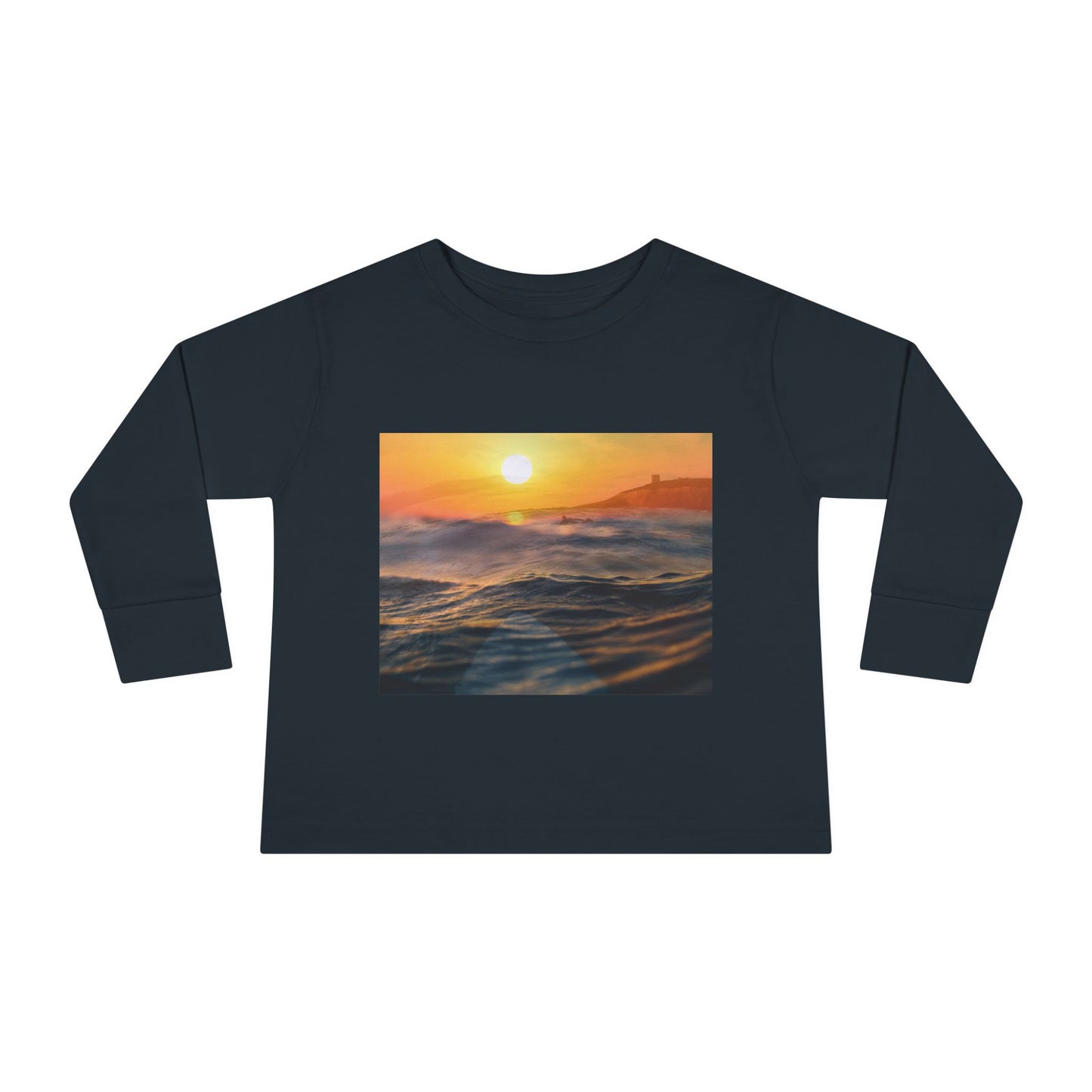Toddler Long Sleeve Tee - Sunrise Ocean Waves Design