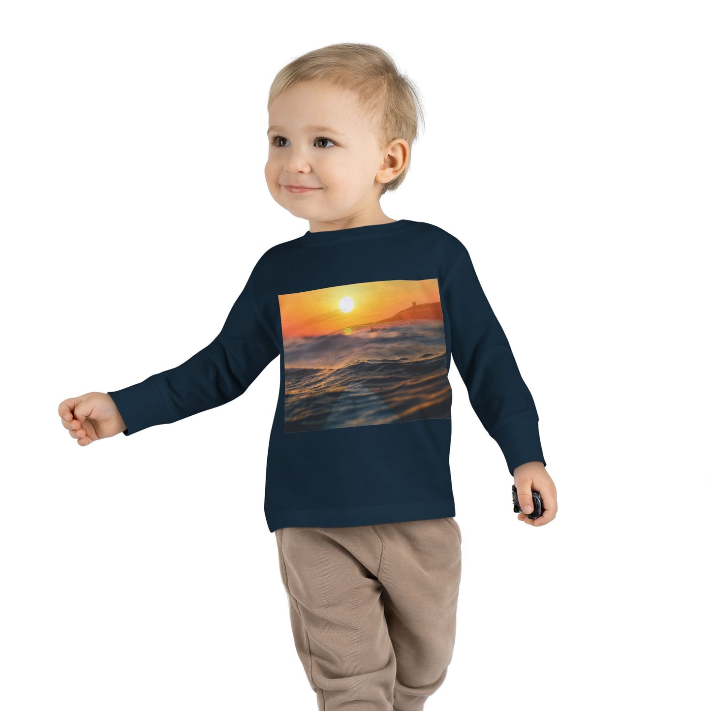 Toddler Long Sleeve Tee - Sunrise Ocean Waves Design