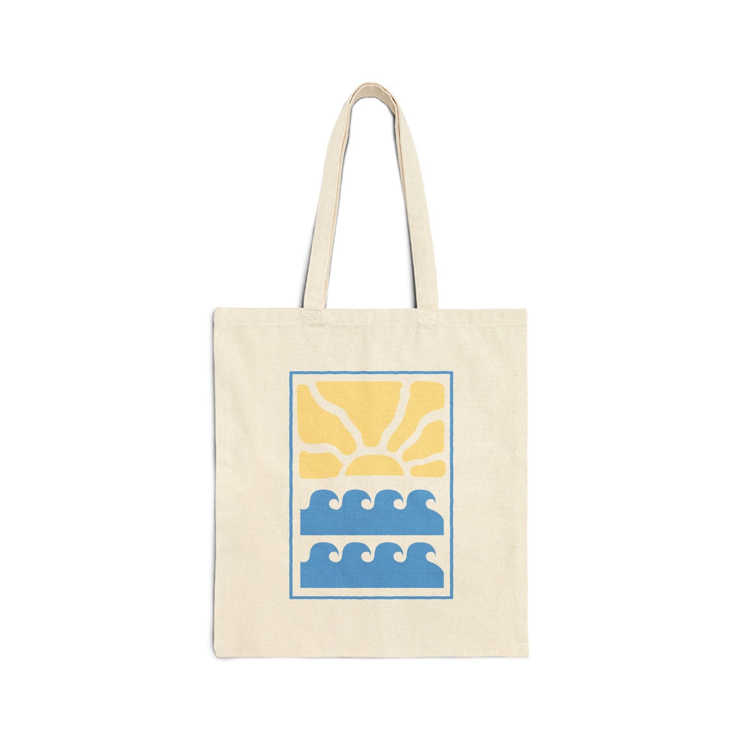 Sunset Waves Cotton Canvas Tote Bag - Eco-Friendly Beach Shopping Bag