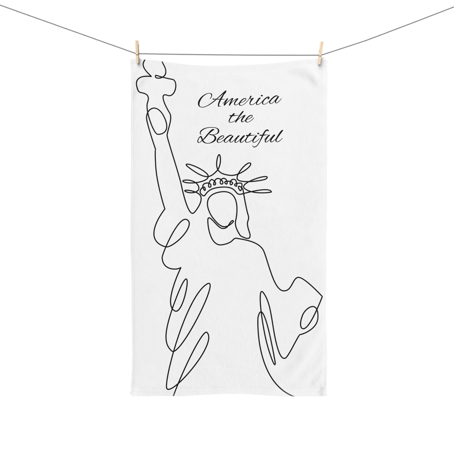 America the Beautiful Hand Towel | Minimalist Statue of Liberty Design