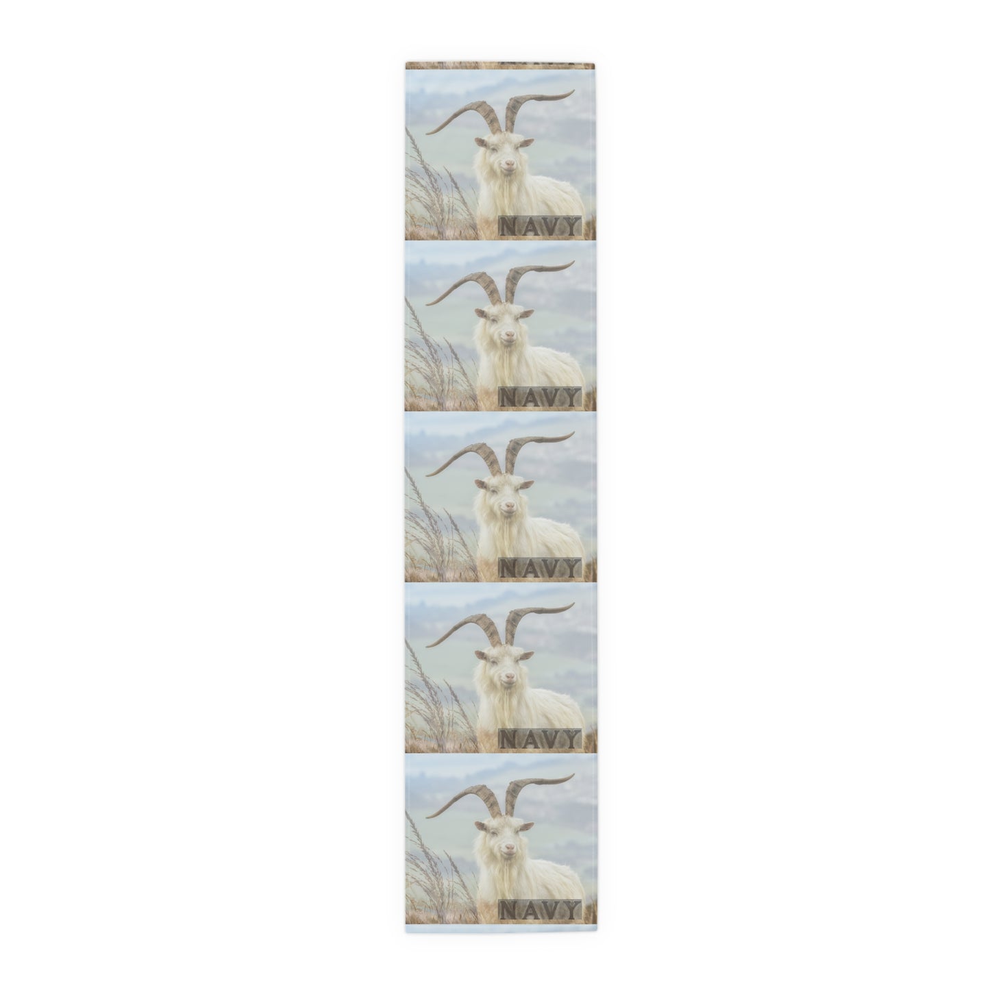 Navy Goat Print Cotton Table Runner - Rustic Farmhouse Decor for Celebrations