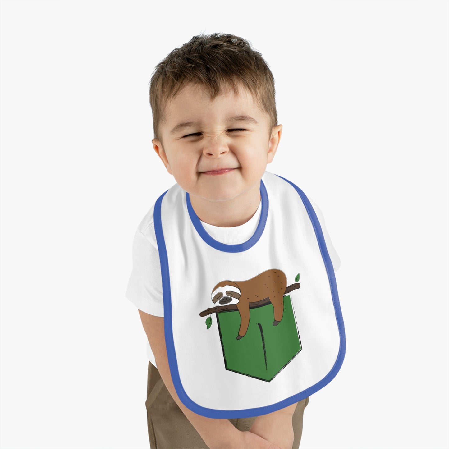 Cute Sloth Baby Bib with Contrast Trim - Perfect for Babies and Toddler Mealtime