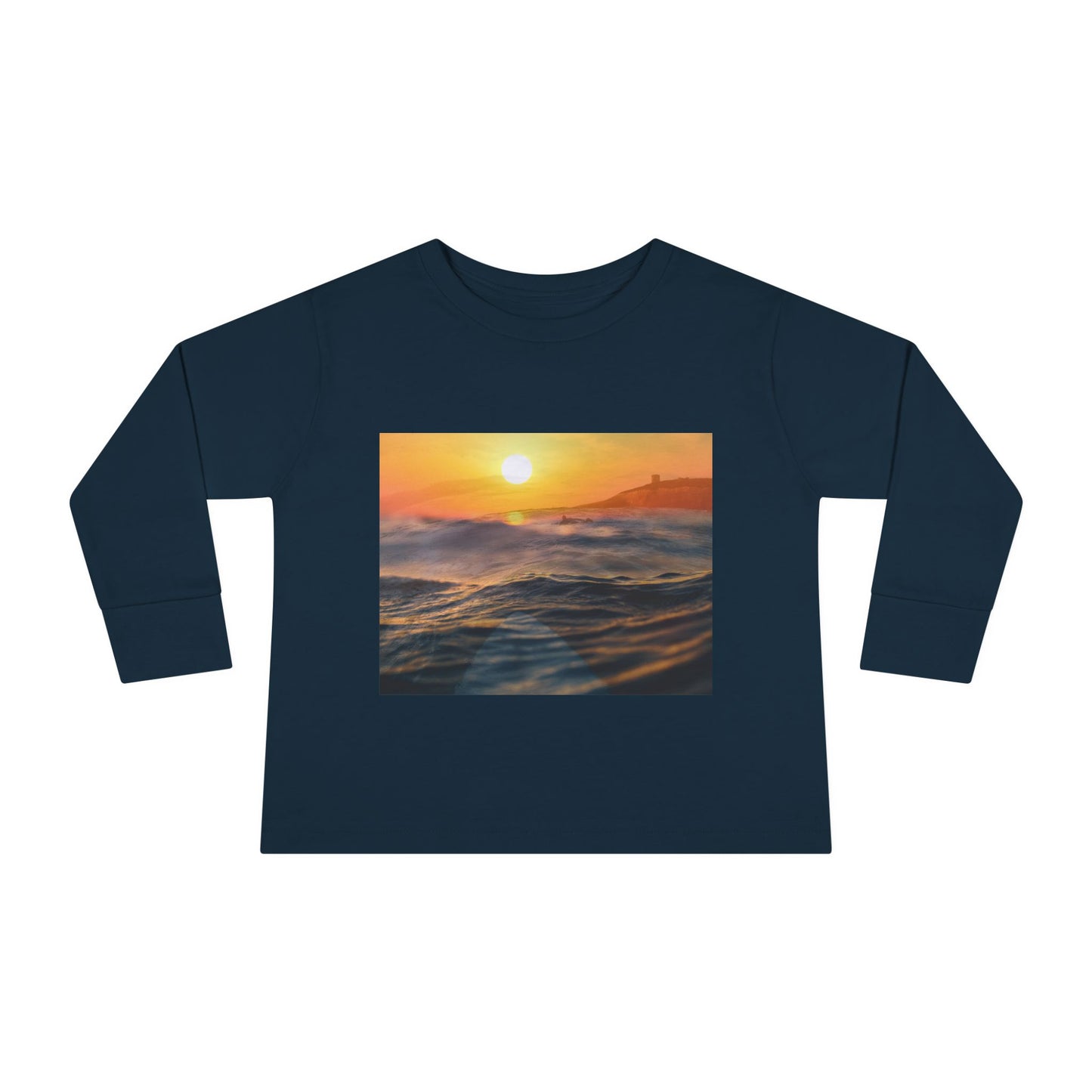 Toddler Long Sleeve Tee - Sunrise Ocean Waves Design