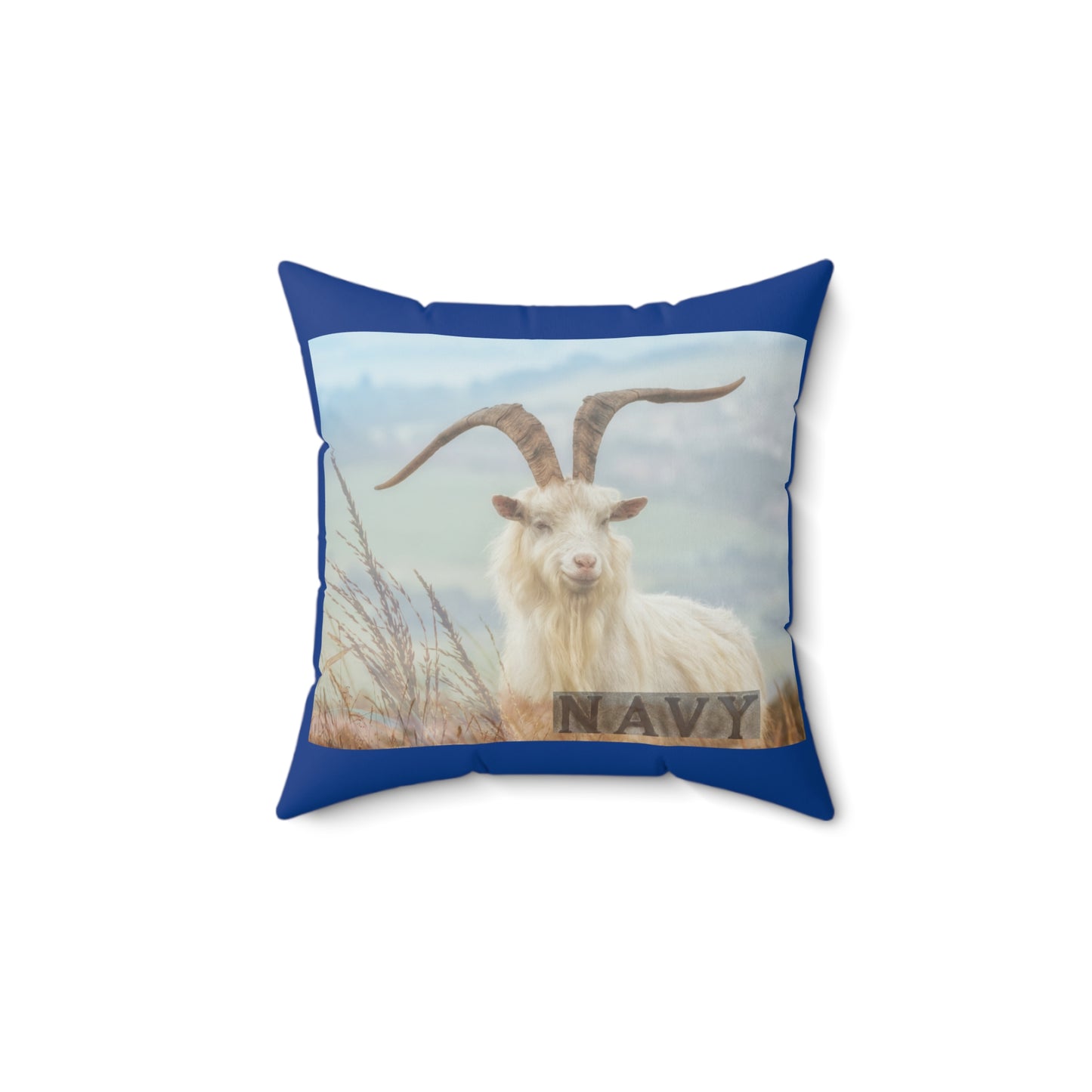 Navy Goat Print Throw Pillow