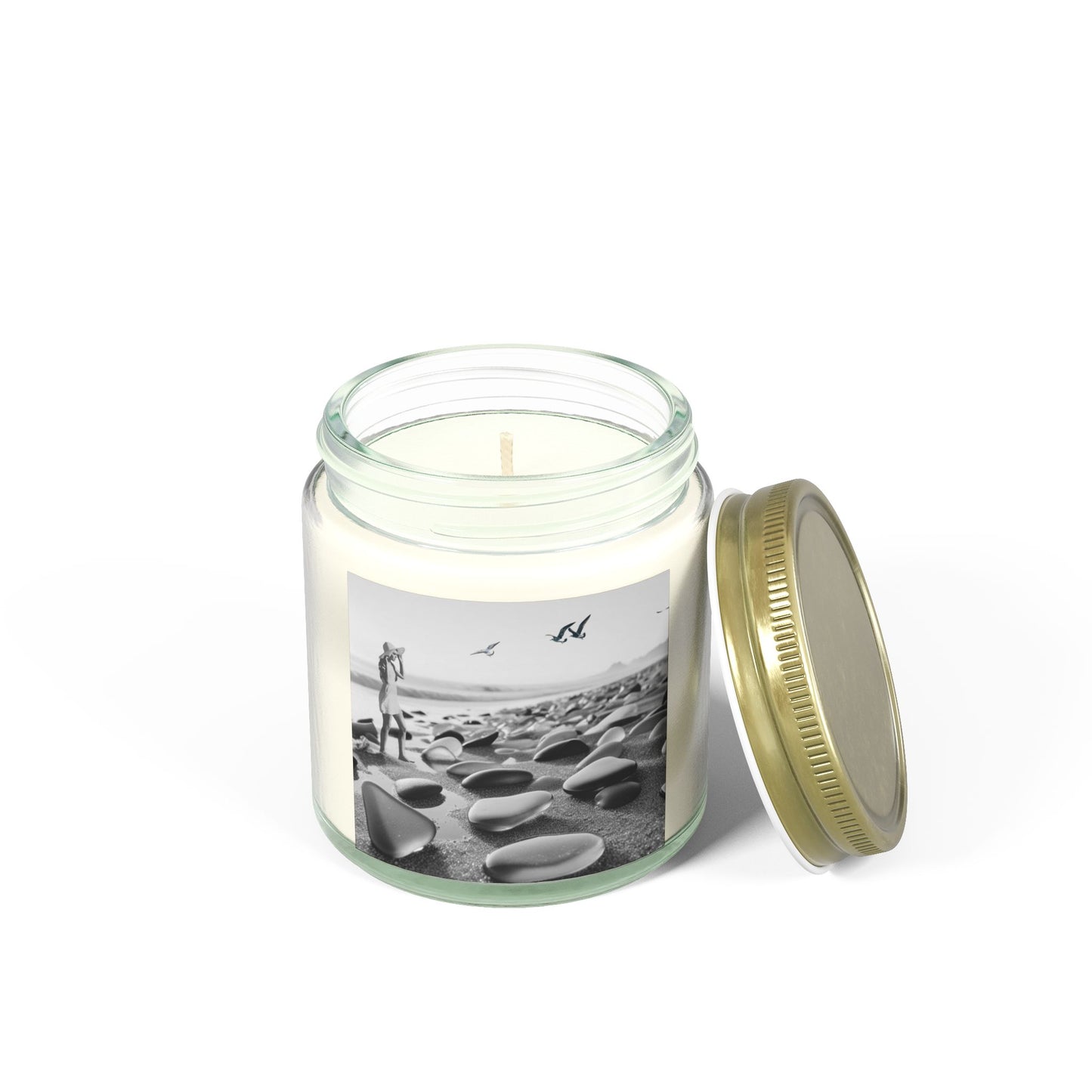 Coastal Serenity Scented Candle - Coconut Apricot Wax (4oz, 9oz) - Relaxing Aromatherapy for Home Decor