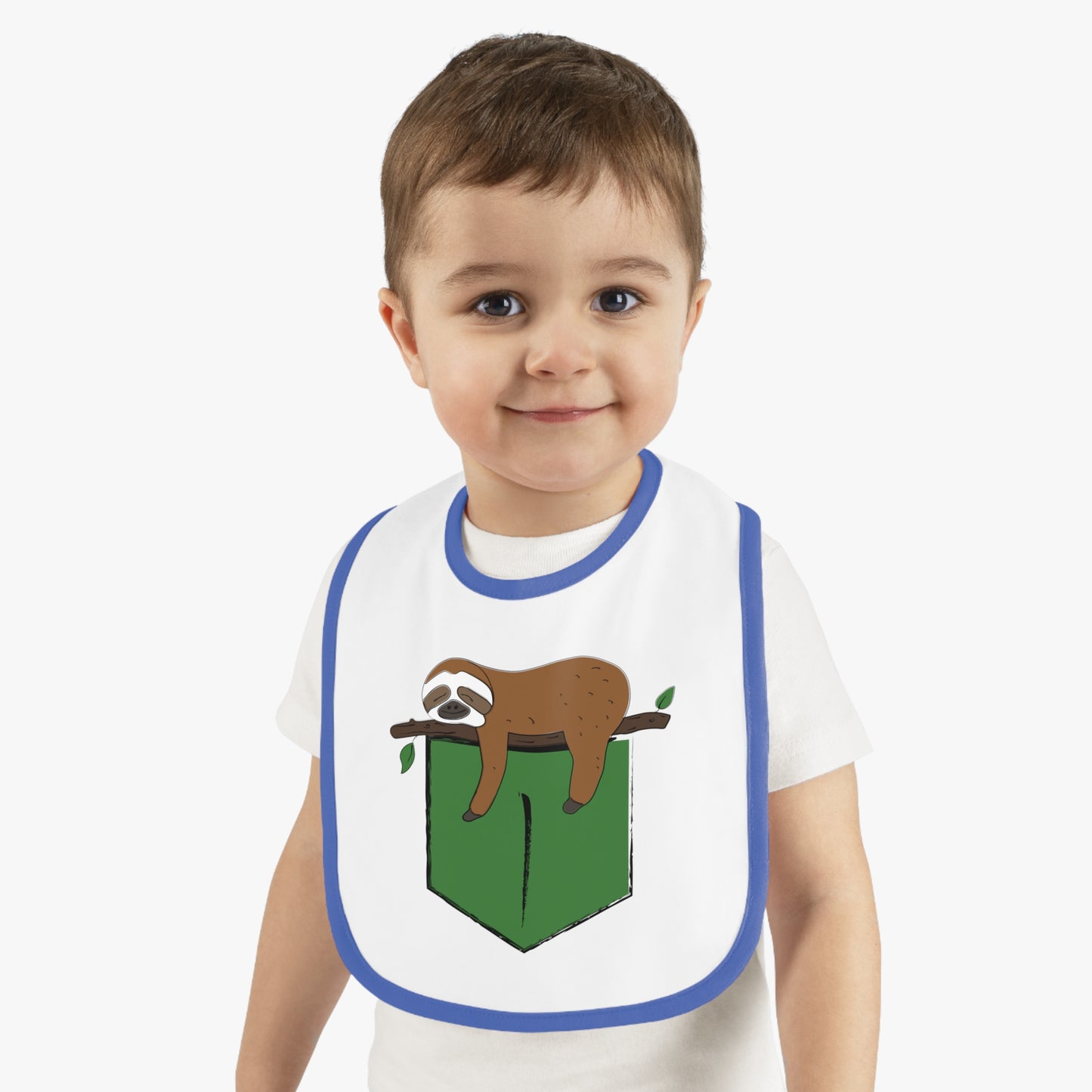 Cute Sloth Baby Bib with Contrast Trim - Perfect for Babies and Toddler Mealtime