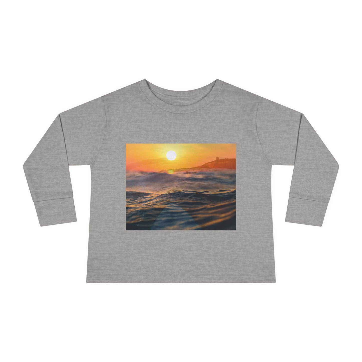 Toddler Long Sleeve Tee - Sunrise Ocean Waves Design