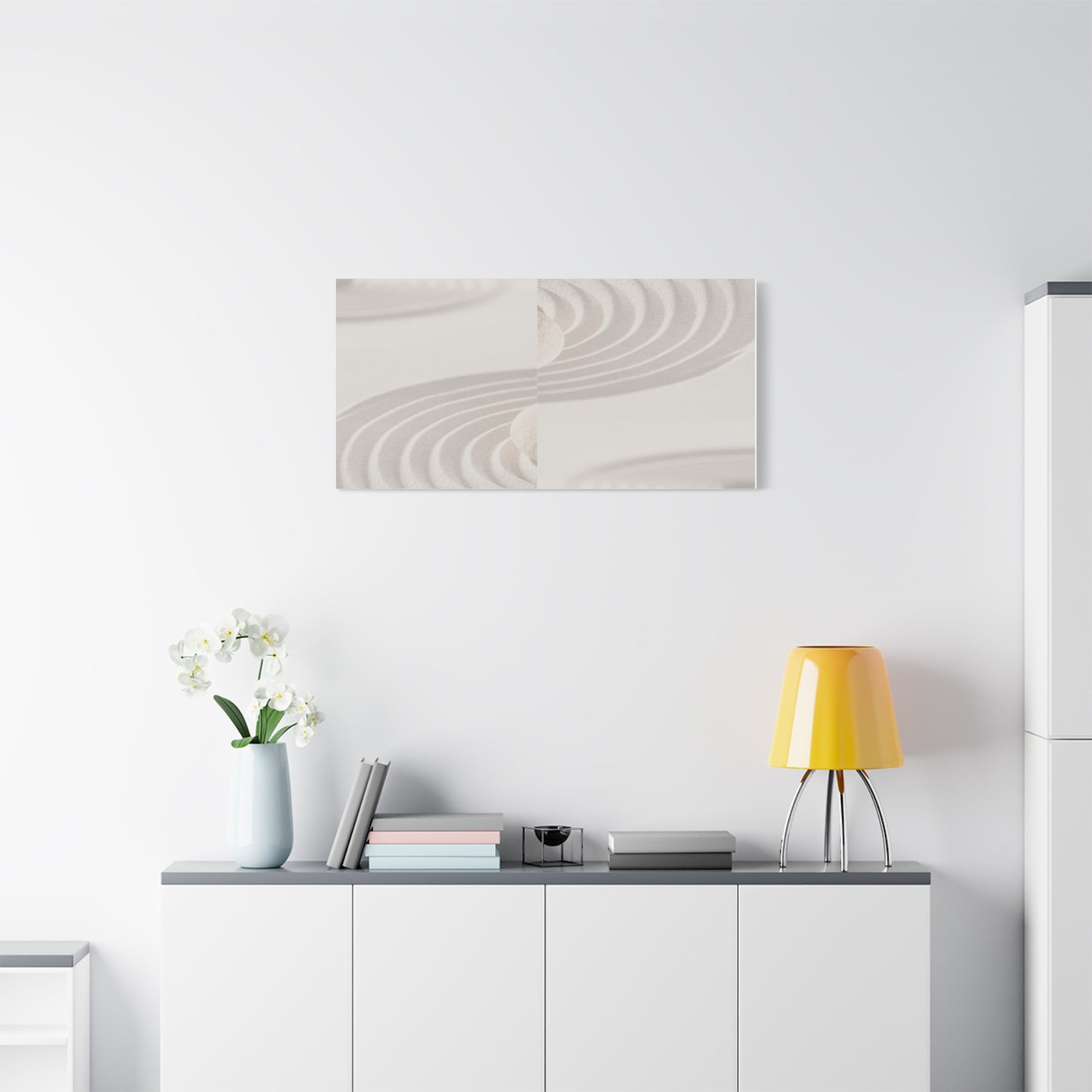 Zen-Inspired Stretched Matte Canvas Wall Art - Tranquil Sand Patterns