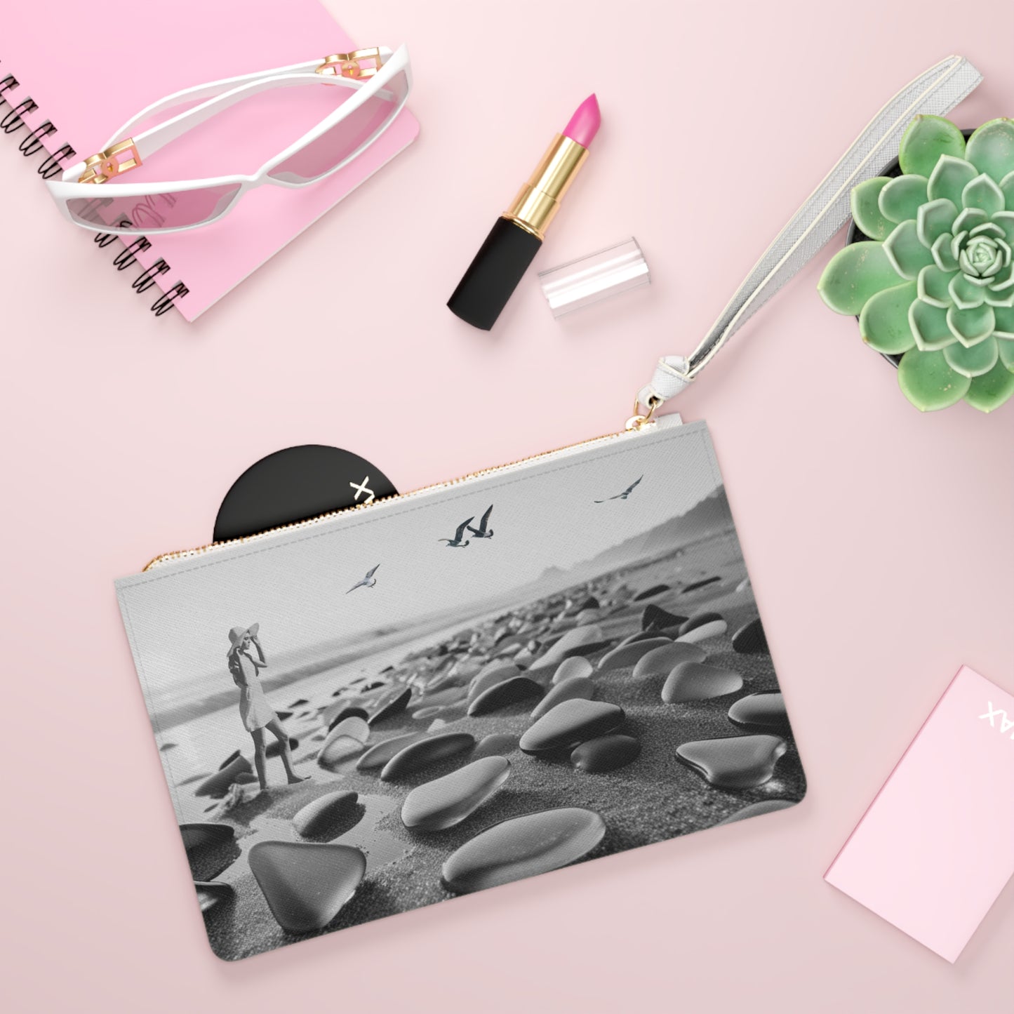 Coastal Serenity Clutch Bag - Elegant Beach Photography Design
