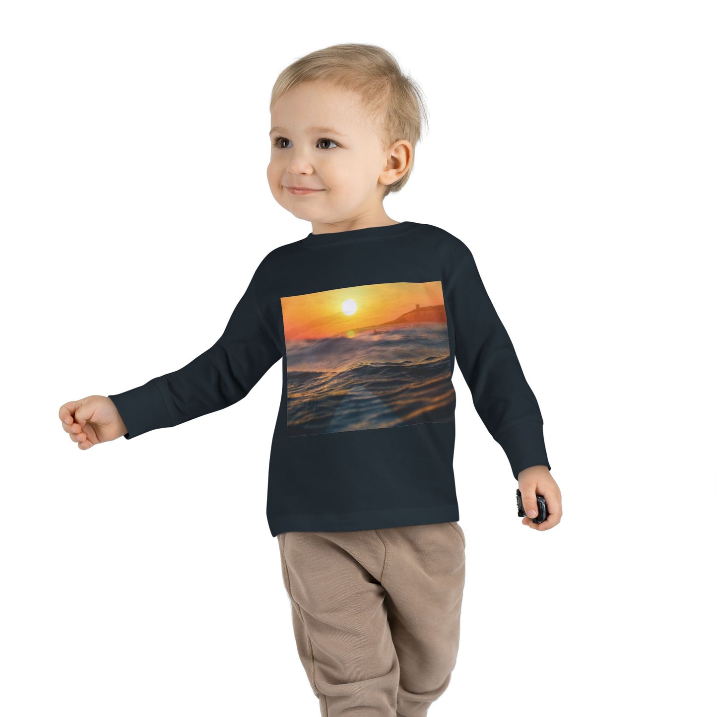 Toddler Long Sleeve Tee - Sunrise Ocean Waves Design