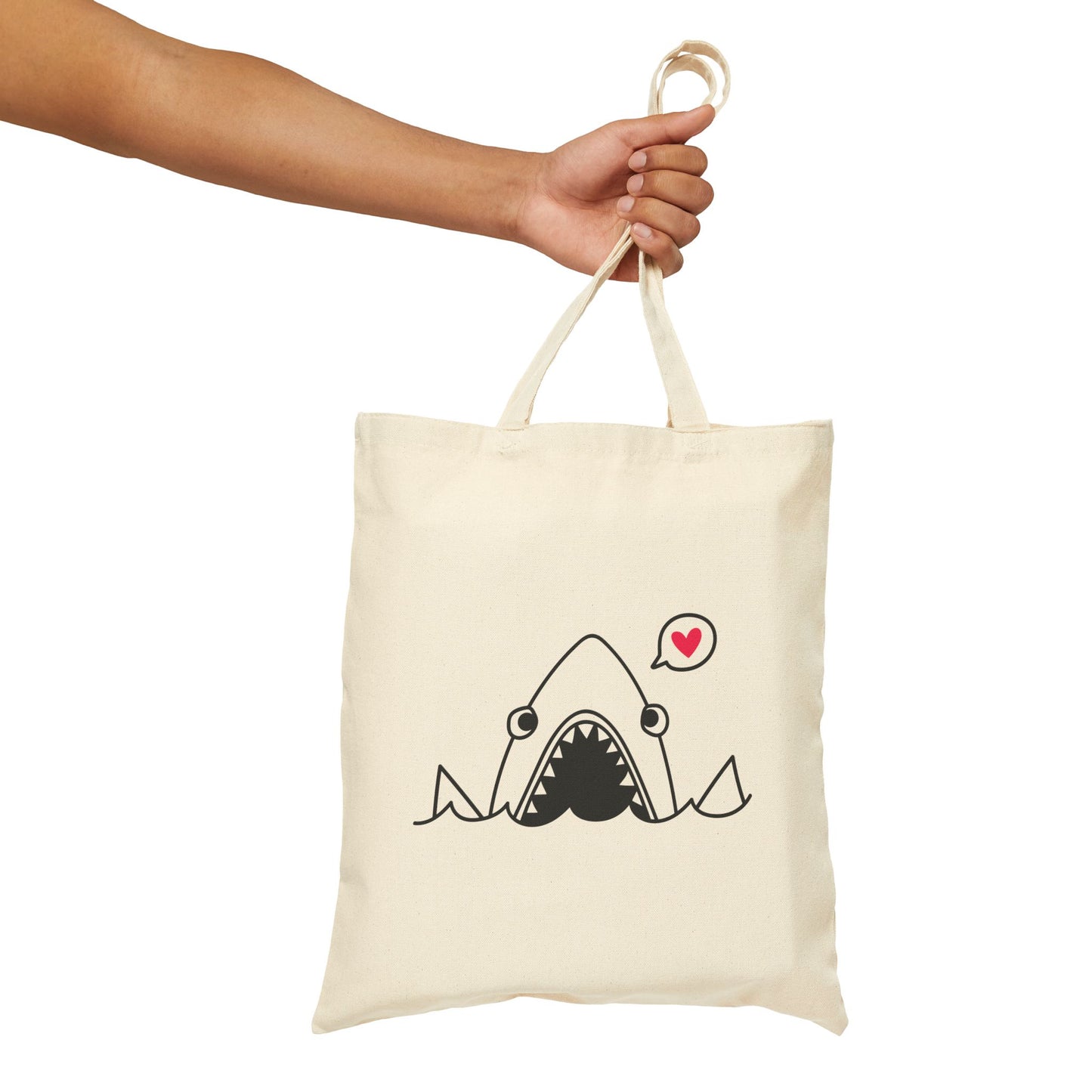 Cute Shark Love Cotton Canvas Tote Bag