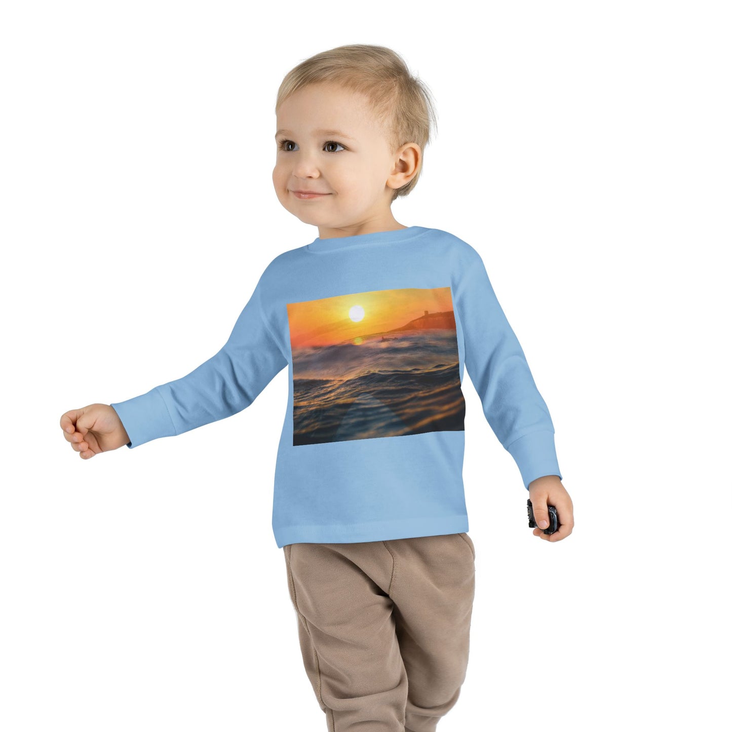Toddler Long Sleeve Tee - Sunrise Ocean Waves Design