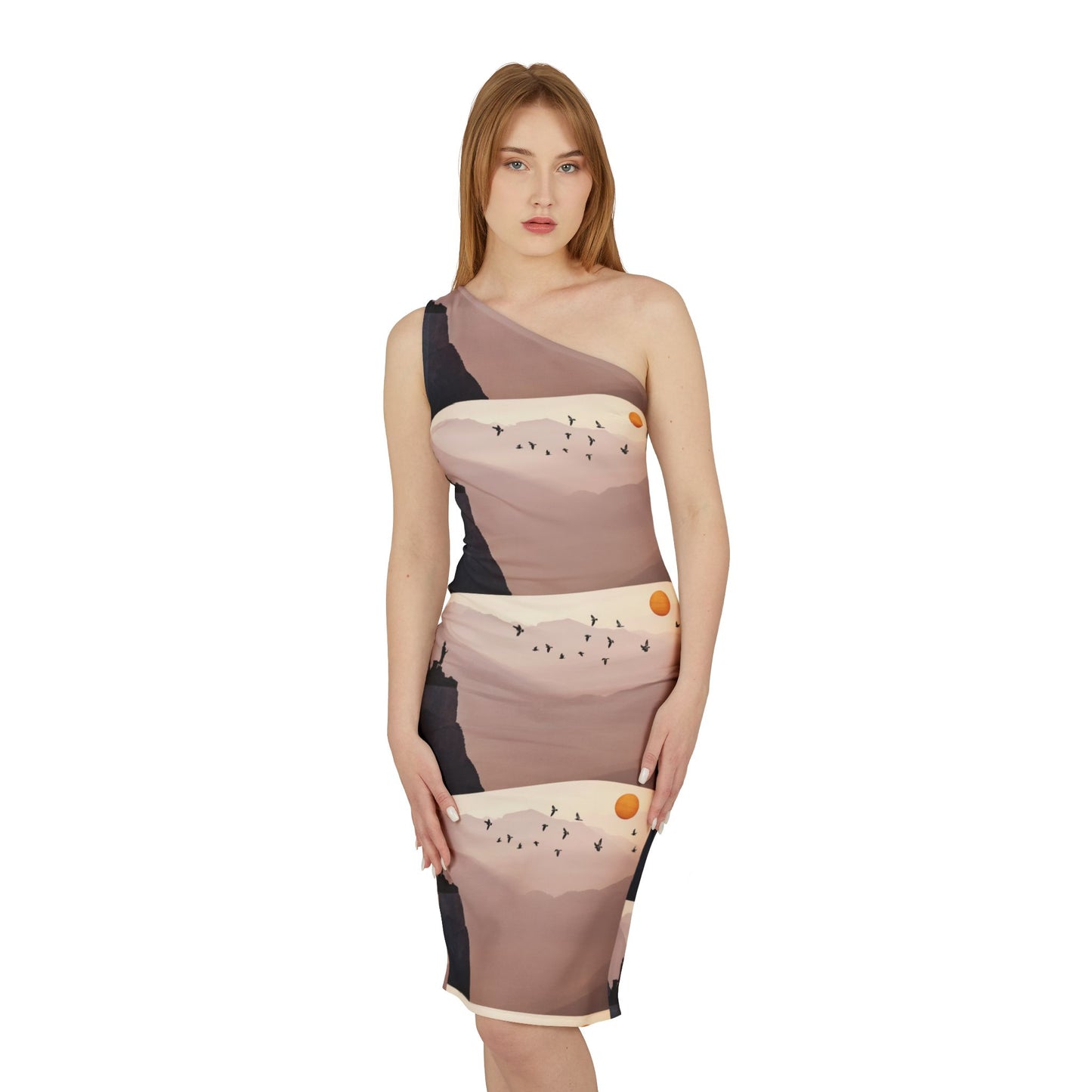 Zen Sunset View One-Shoulder Dress