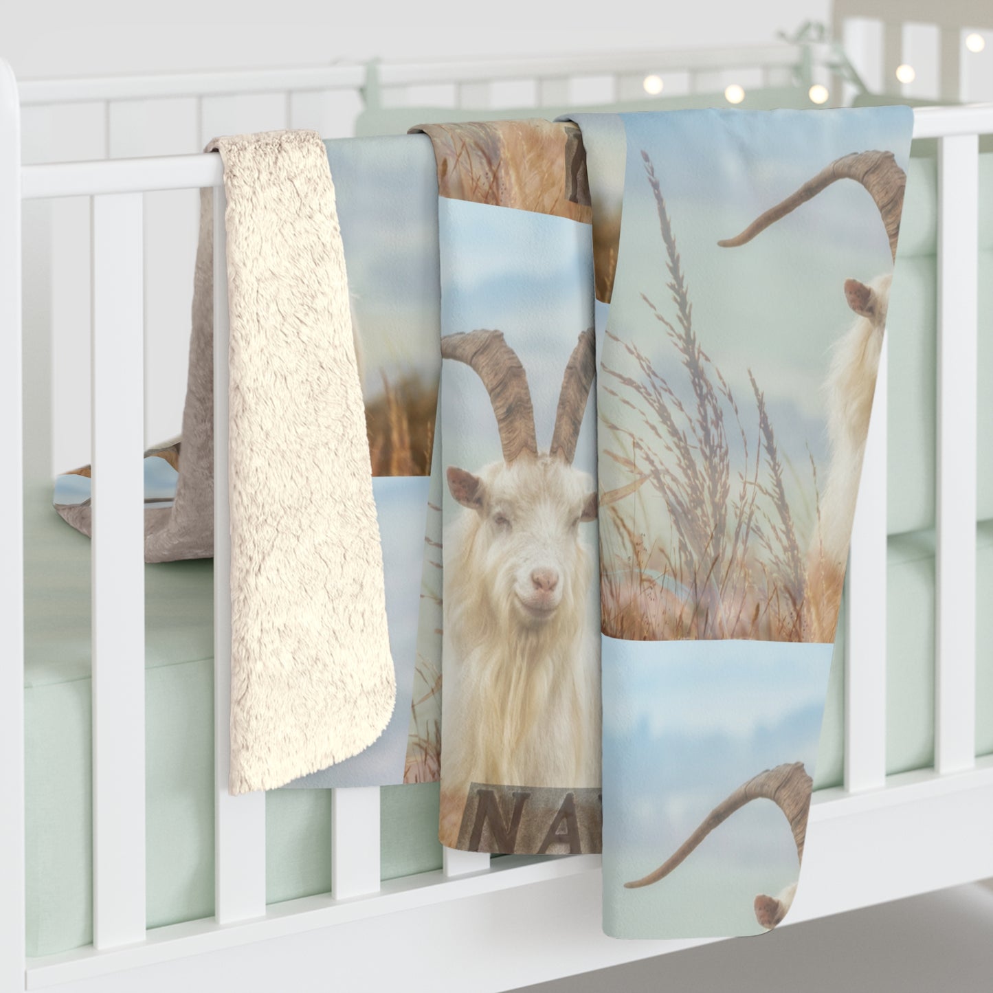 Naval Academy Sherpa Fleece Blanket with Goat Design