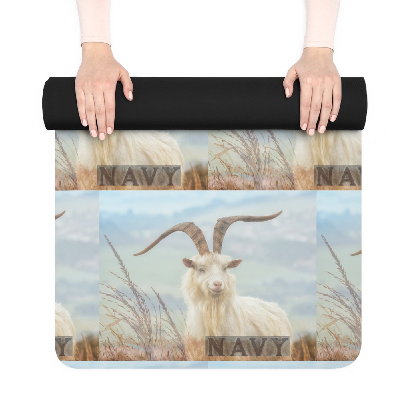 Eco-Friendly Yoga Mat with Naval Academy Goat Design