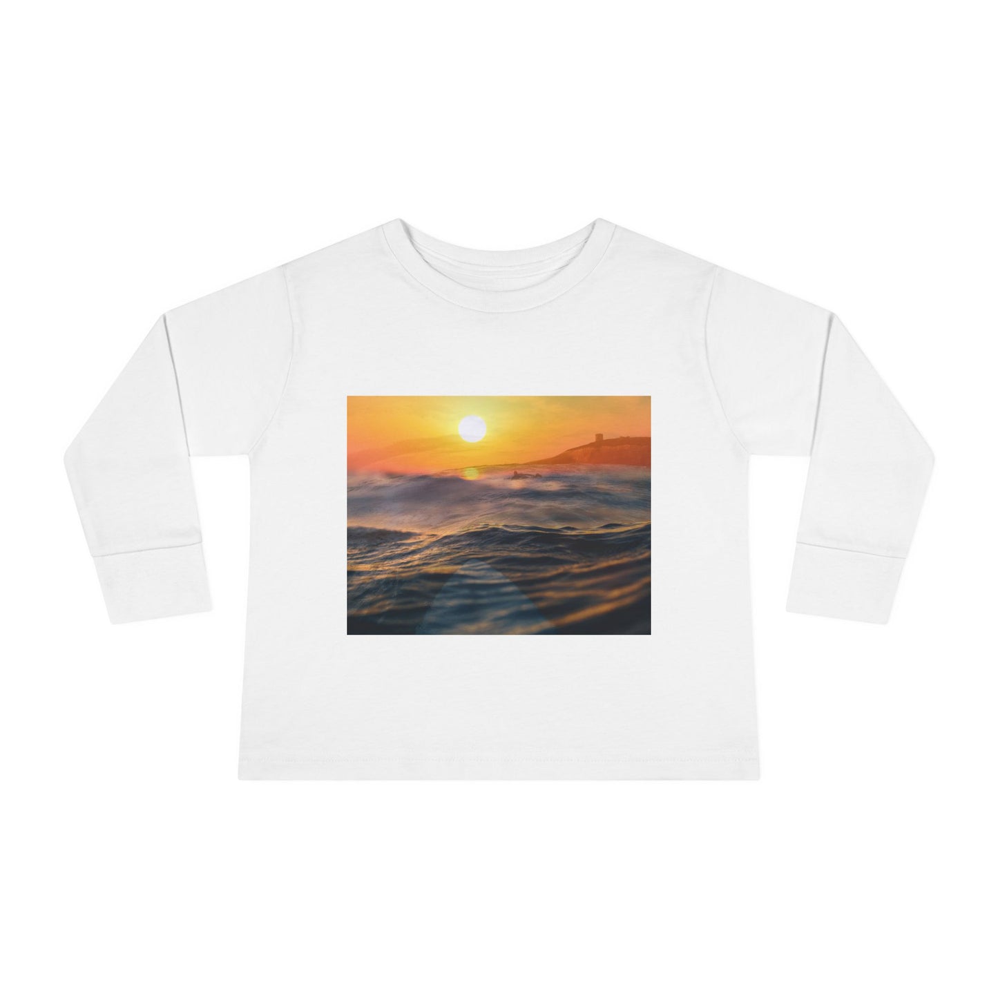 Toddler Long Sleeve Tee - Sunrise Ocean Waves Design