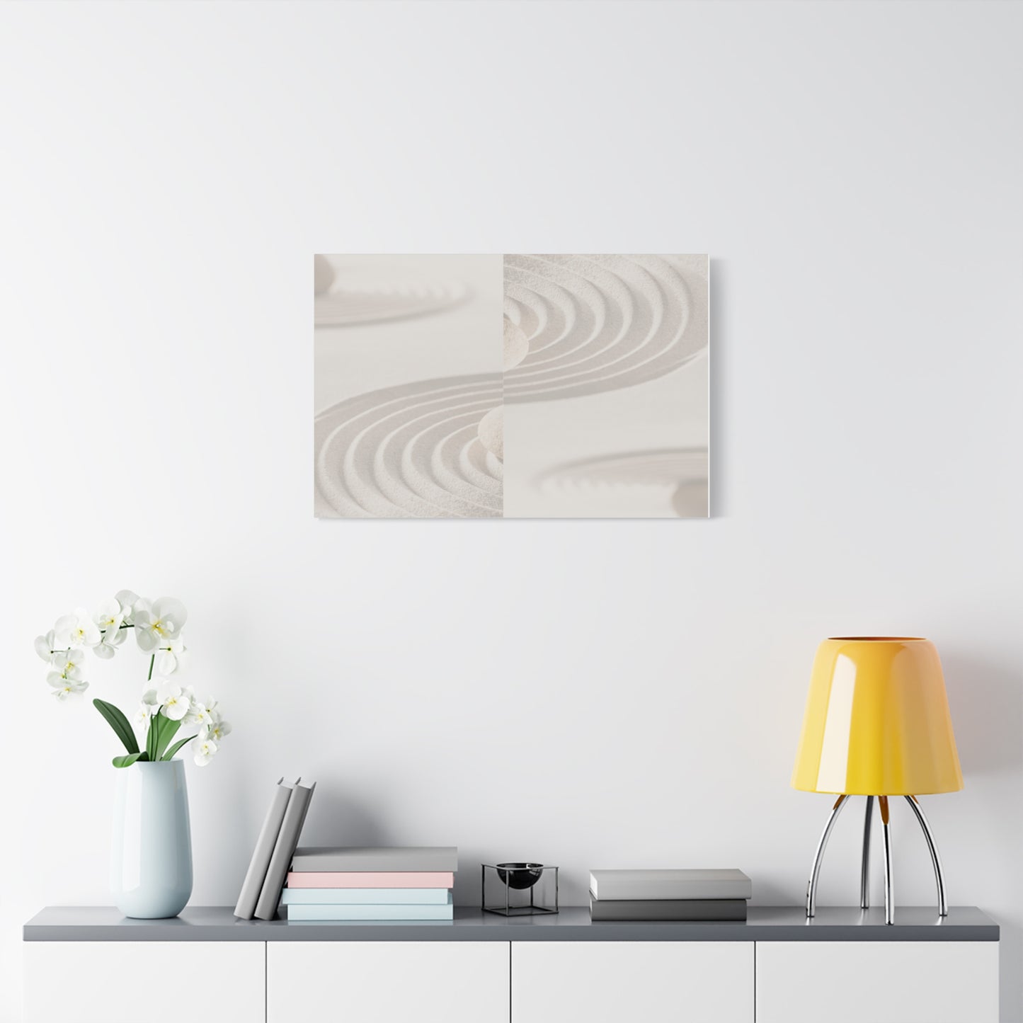 Zen-Inspired Stretched Matte Canvas Wall Art - Tranquil Sand Patterns