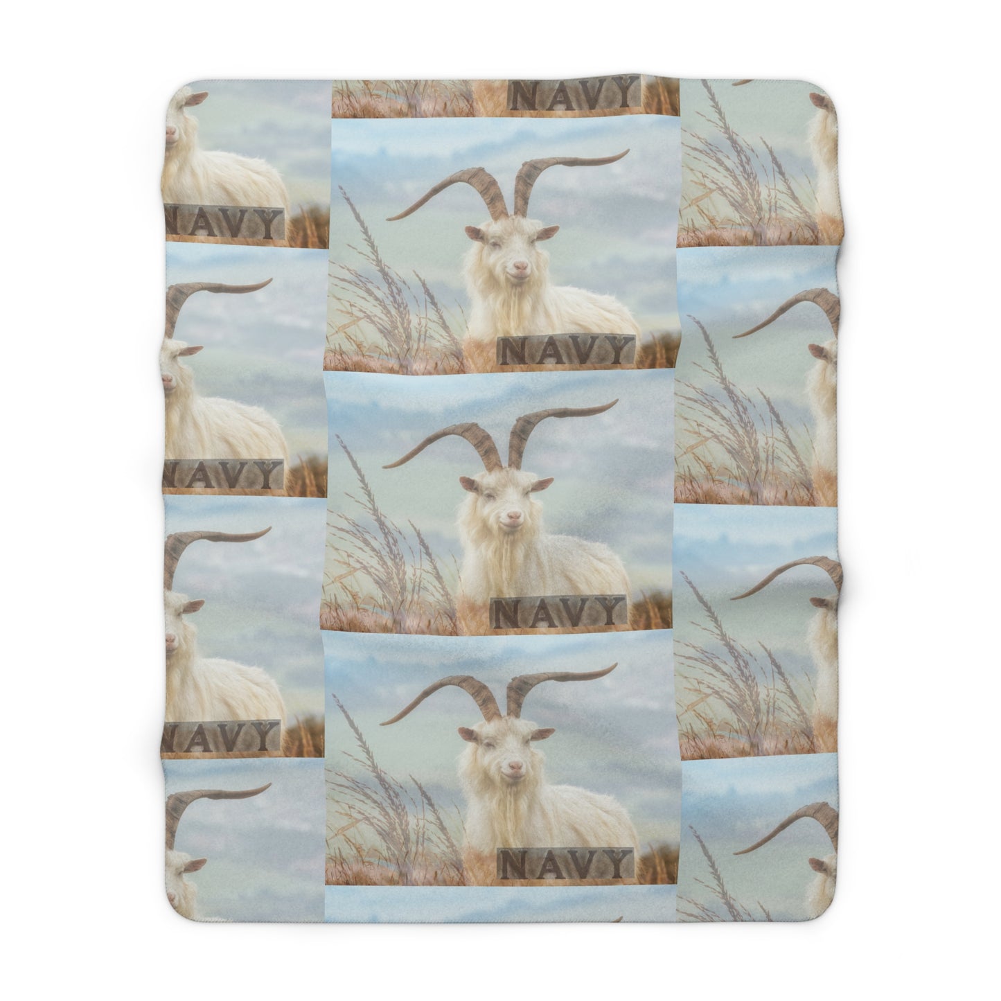 Naval Academy Sherpa Fleece Blanket with Goat Design