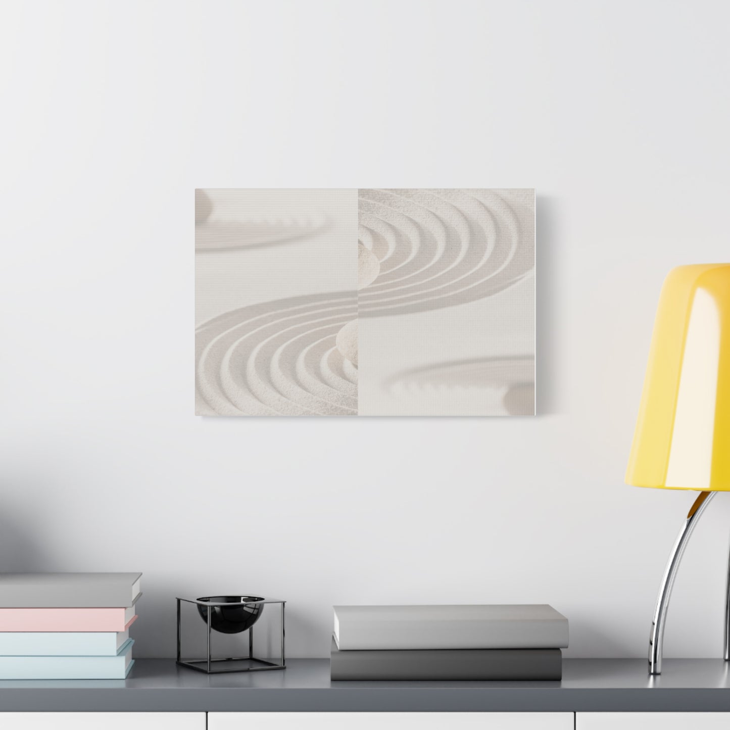 Zen-Inspired Stretched Matte Canvas Wall Art - Tranquil Sand Patterns