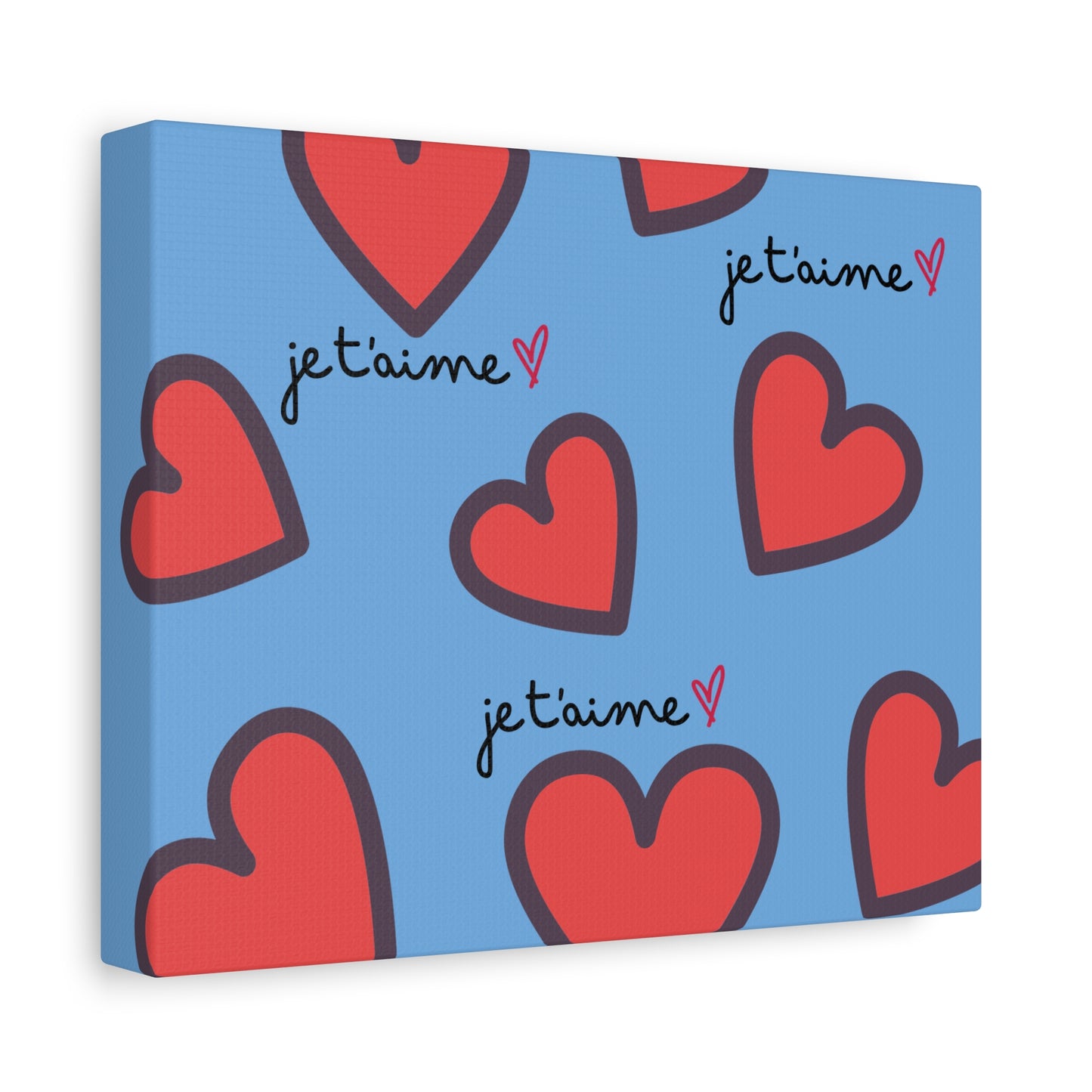 Romantic Canvas Wall Art - 'Je t'aime' Heart Design