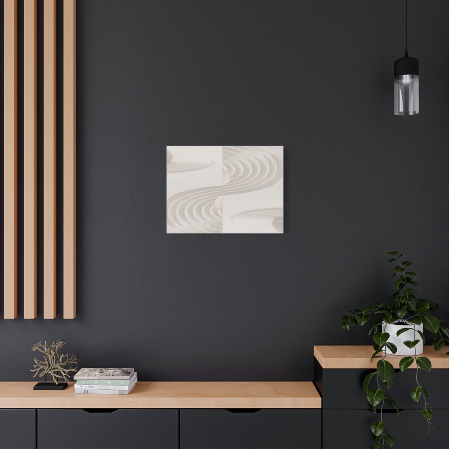 Zen-Inspired Stretched Matte Canvas Wall Art - Tranquil Sand Patterns