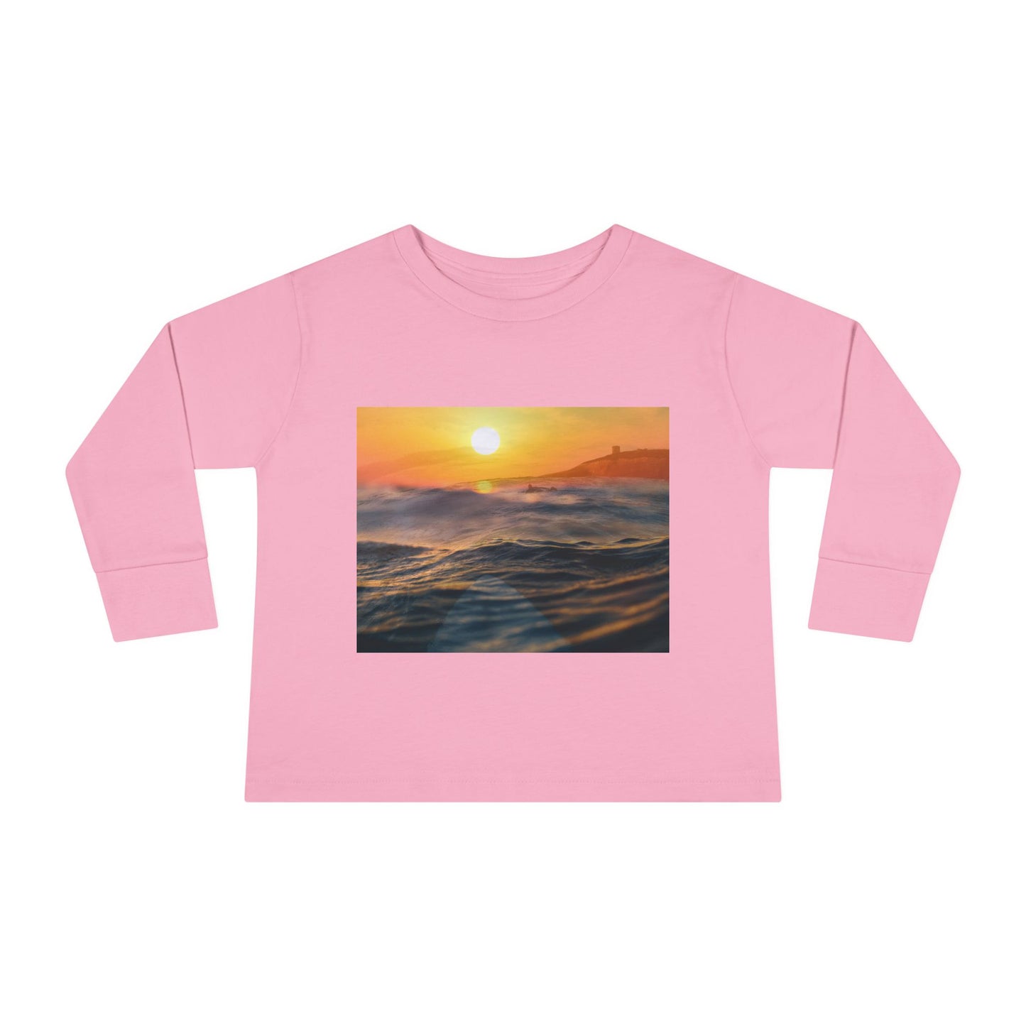Toddler Long Sleeve Tee - Sunrise Ocean Waves Design