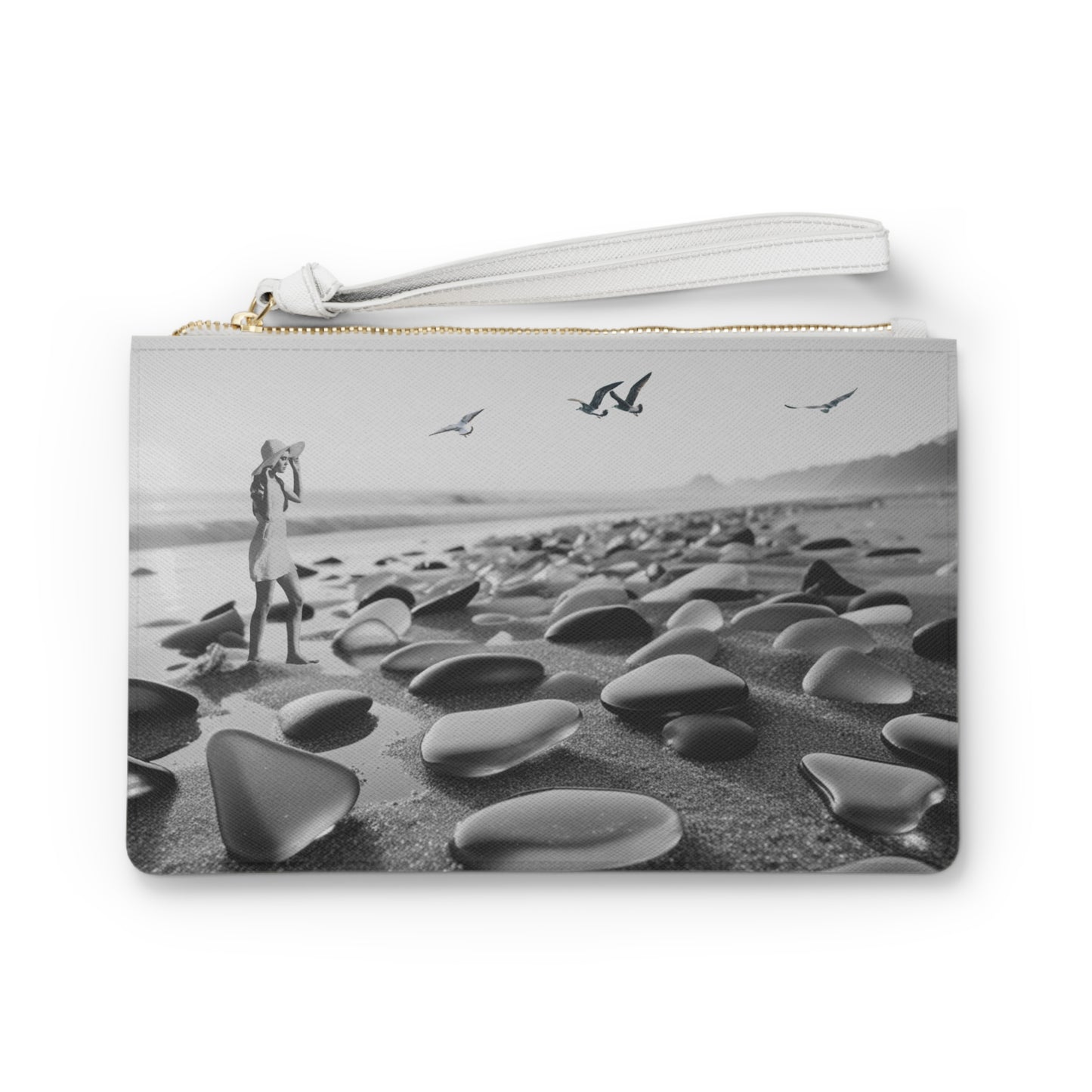 Coastal Serenity Clutch Bag - Elegant Beach Photography Design