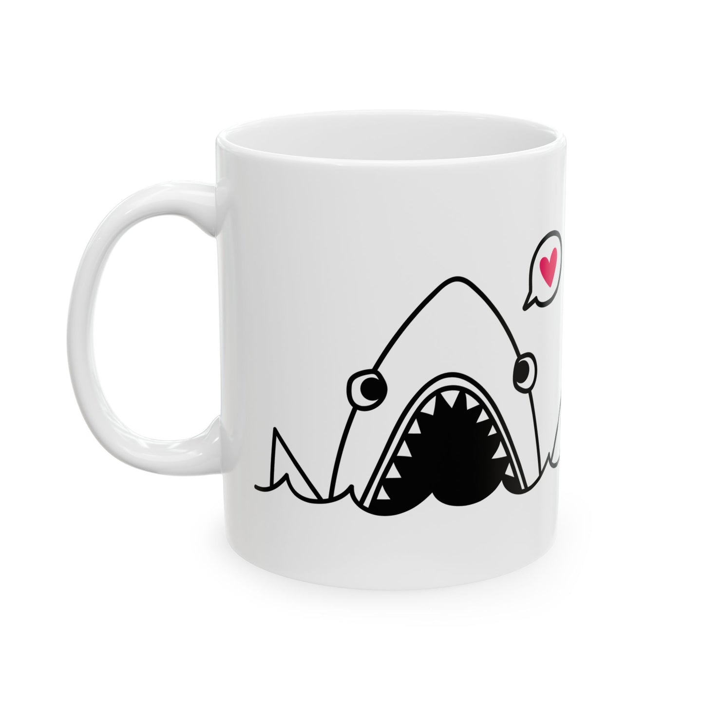Cute Shark Love Ceramic Mug - Funny Animal Coffee Cup 11oz & 15oz