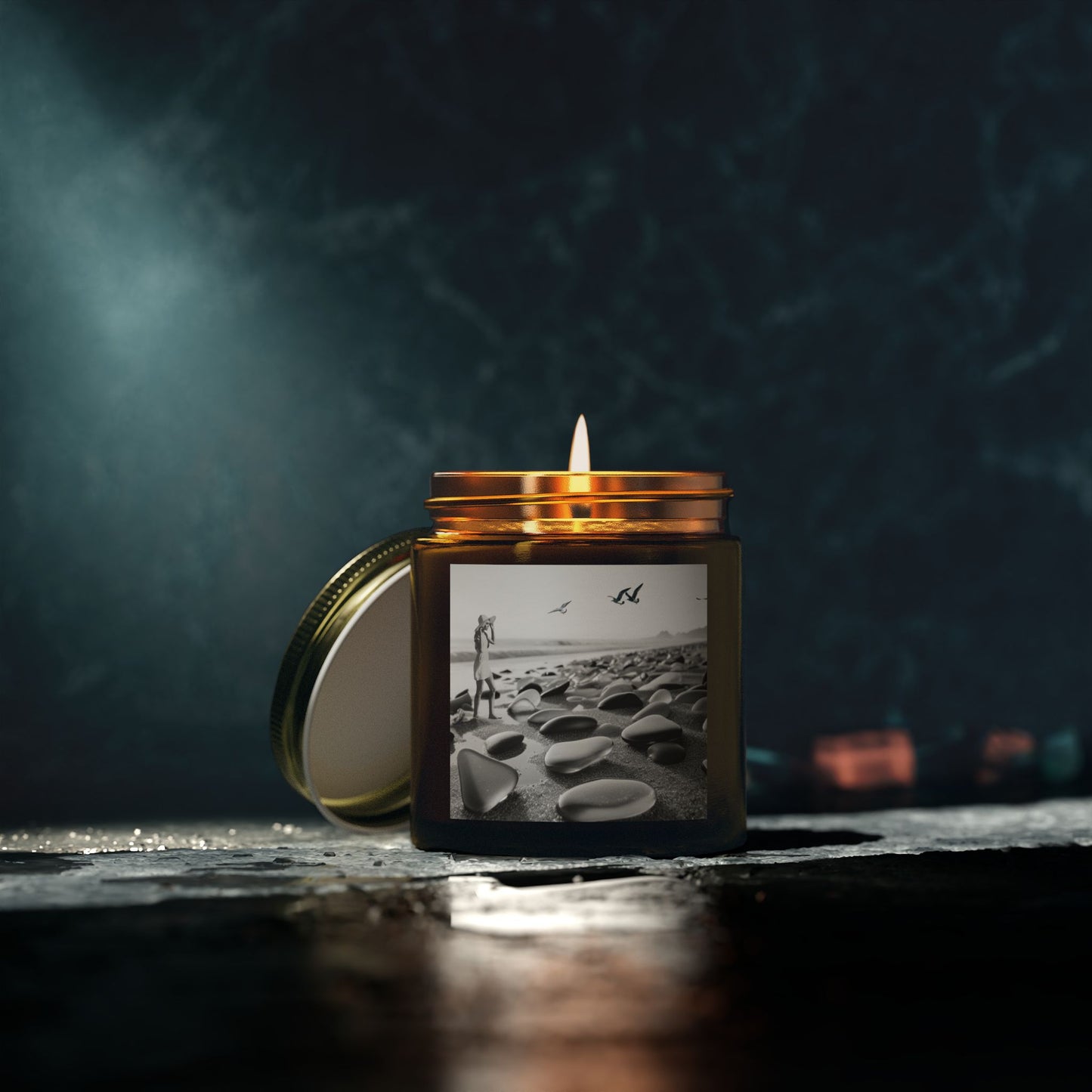 Coastal Serenity Scented Candle - Coconut Apricot Wax (4oz, 9oz) - Relaxing Aromatherapy for Home Decor