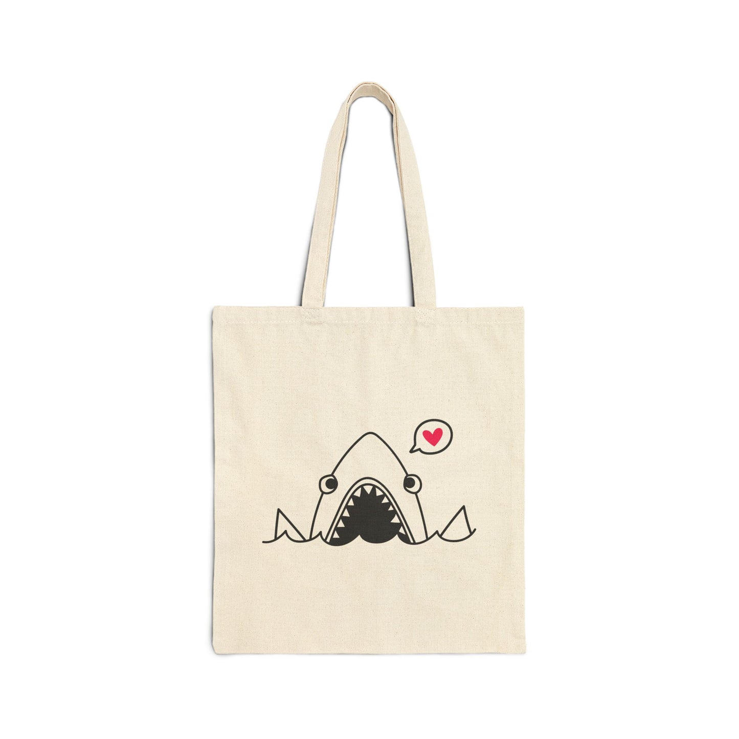Cute Shark Love Cotton Canvas Tote Bag
