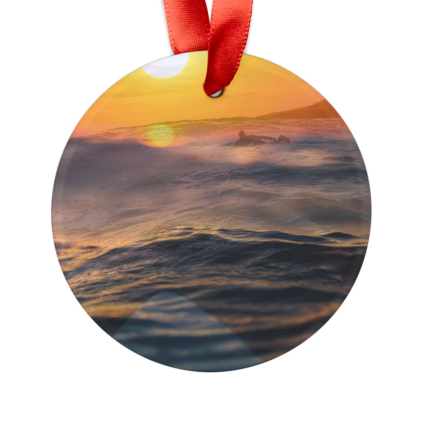 Surfing Sunset Ornament
