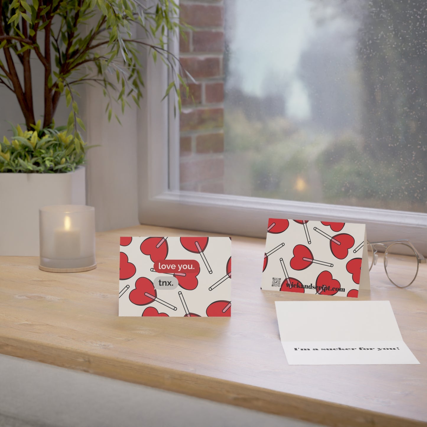 Heart Lollipop Greeting Cards – Set of 1, 10, 30, or 50pcs – Perfect for Love Notes & Thank You Messages