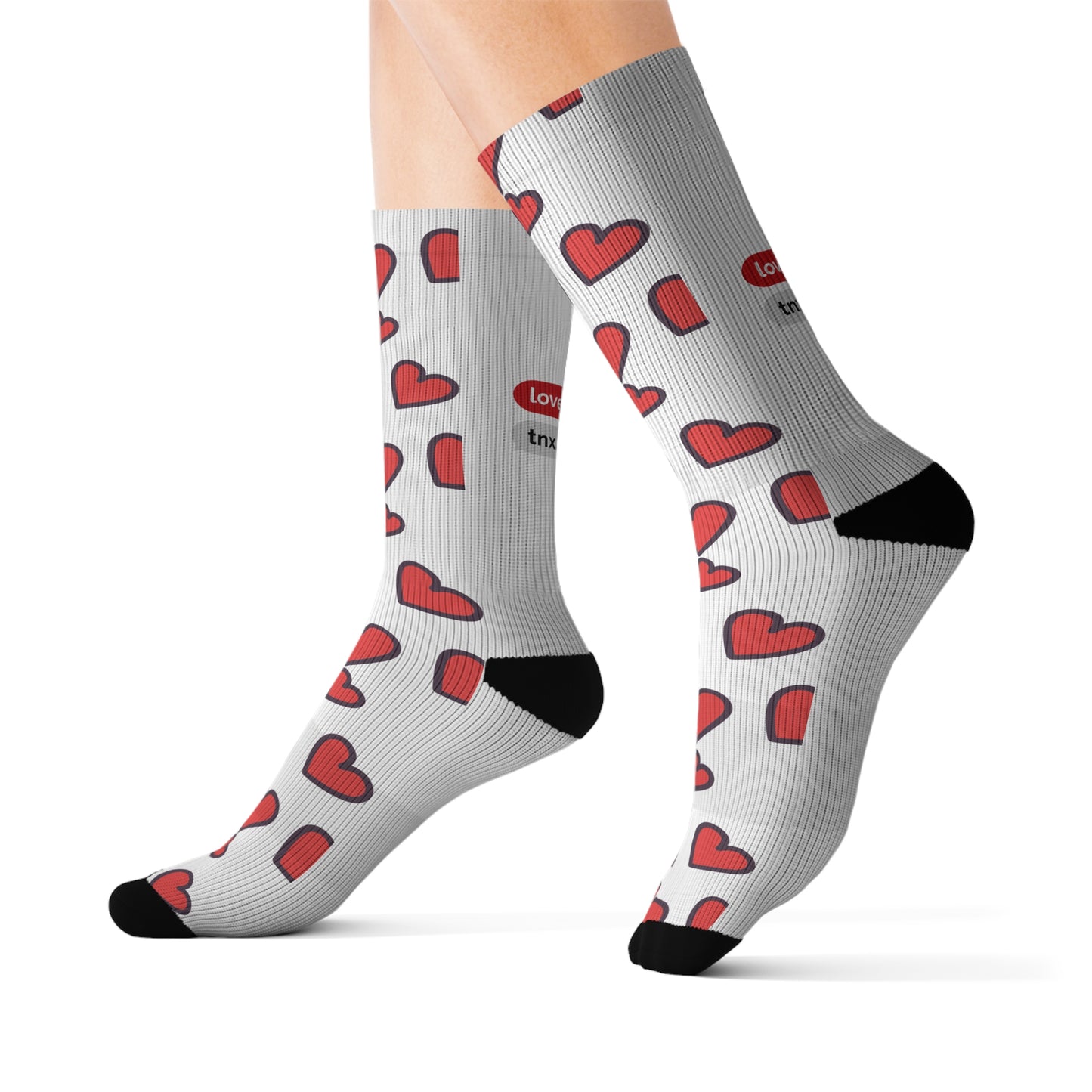 Heart Pattern Sublimation Socks - Perfect Gift for Valentine's Day, Anniversaries & Everyday Love