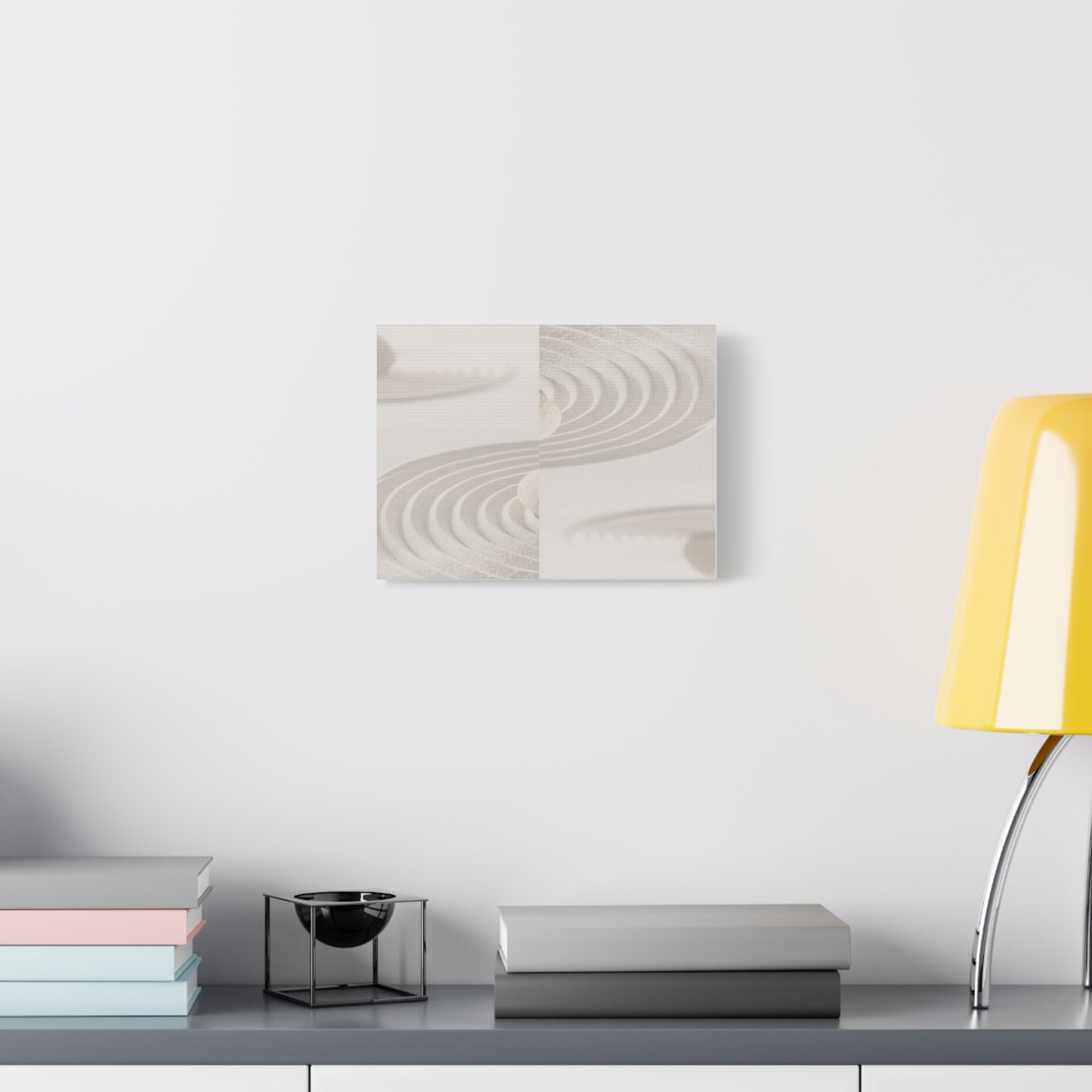 Zen-Inspired Stretched Matte Canvas Wall Art - Tranquil Sand Patterns