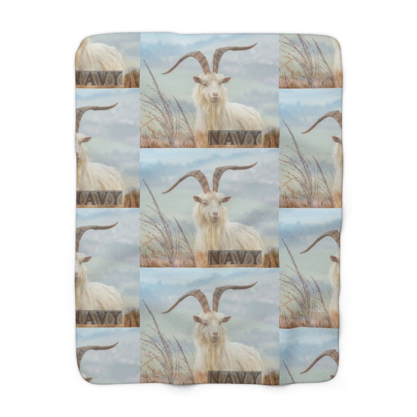 Naval Academy Sherpa Fleece Blanket with Goat Design