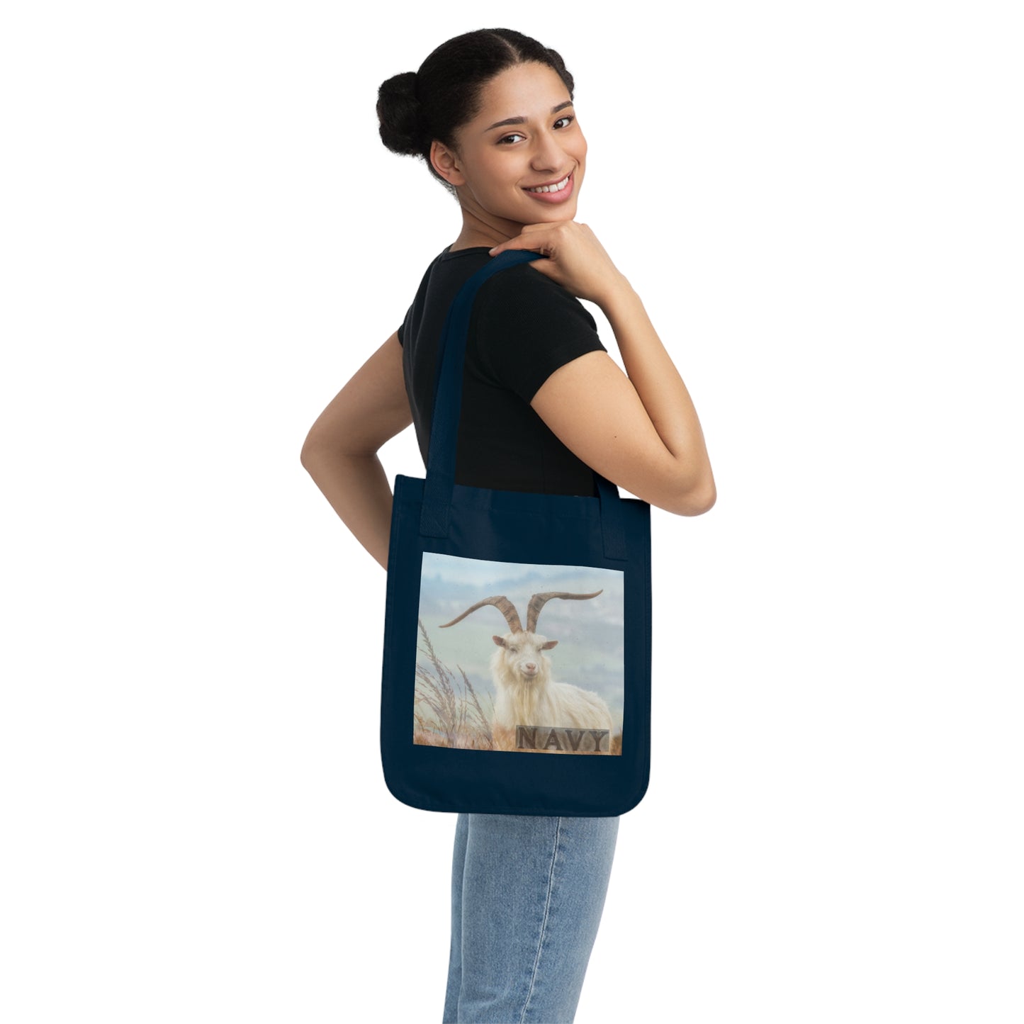 Navy Goat Organic Canvas Tote Bag - Eco-Friendly Shopping Bag