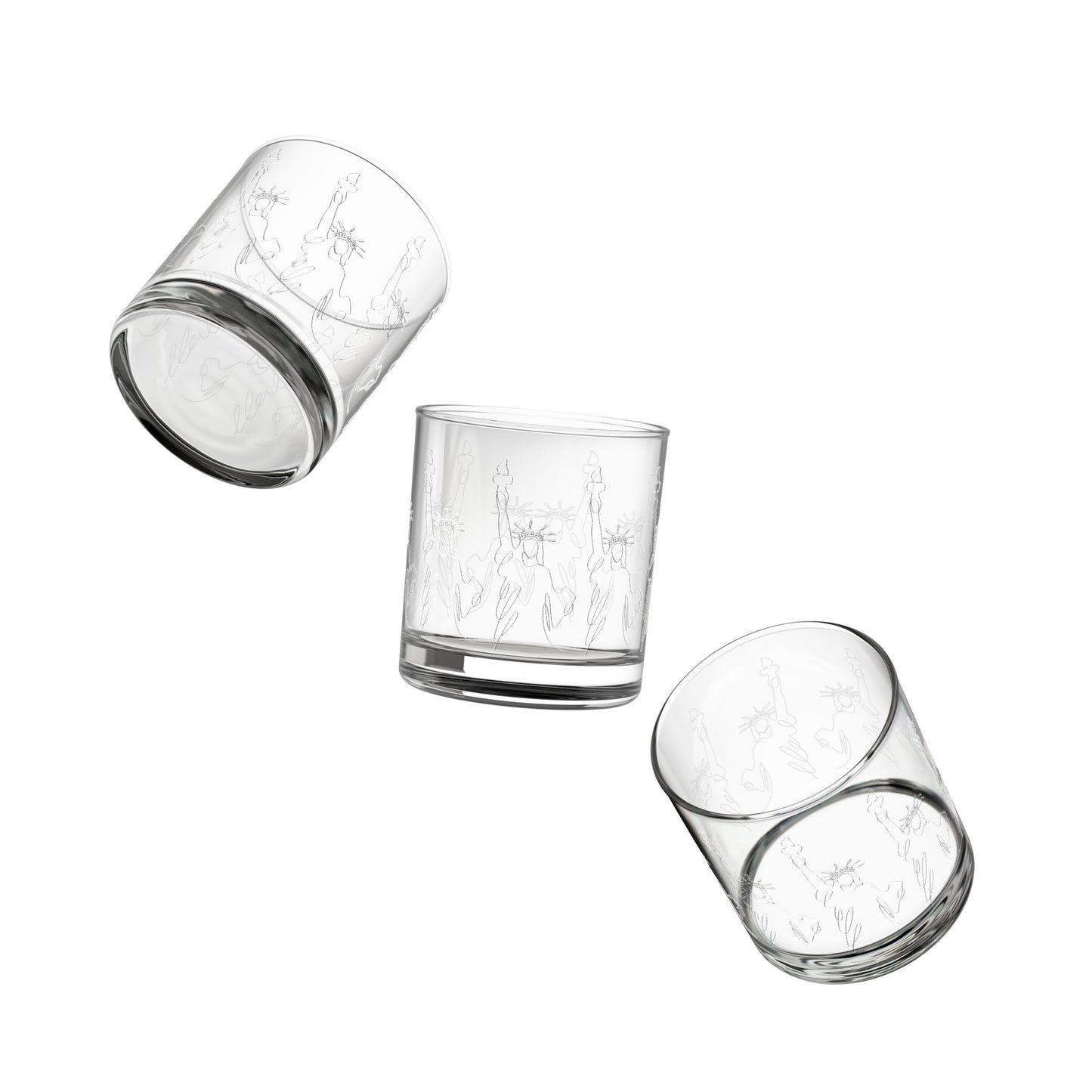 Vintage Style Hand-Engraved Liberty Rocks Glass, 10oz - Perfect for Cocktails & Celebrations