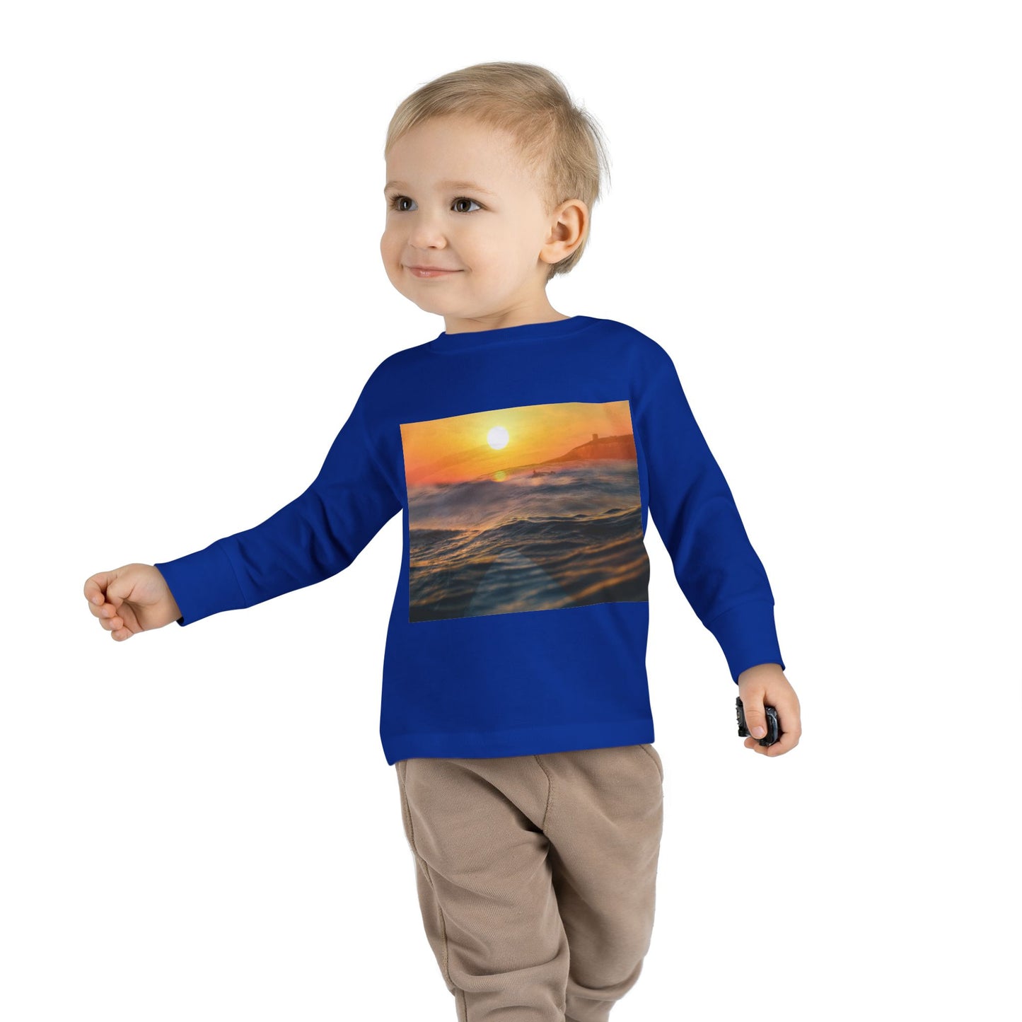Toddler Long Sleeve Tee - Sunrise Ocean Waves Design