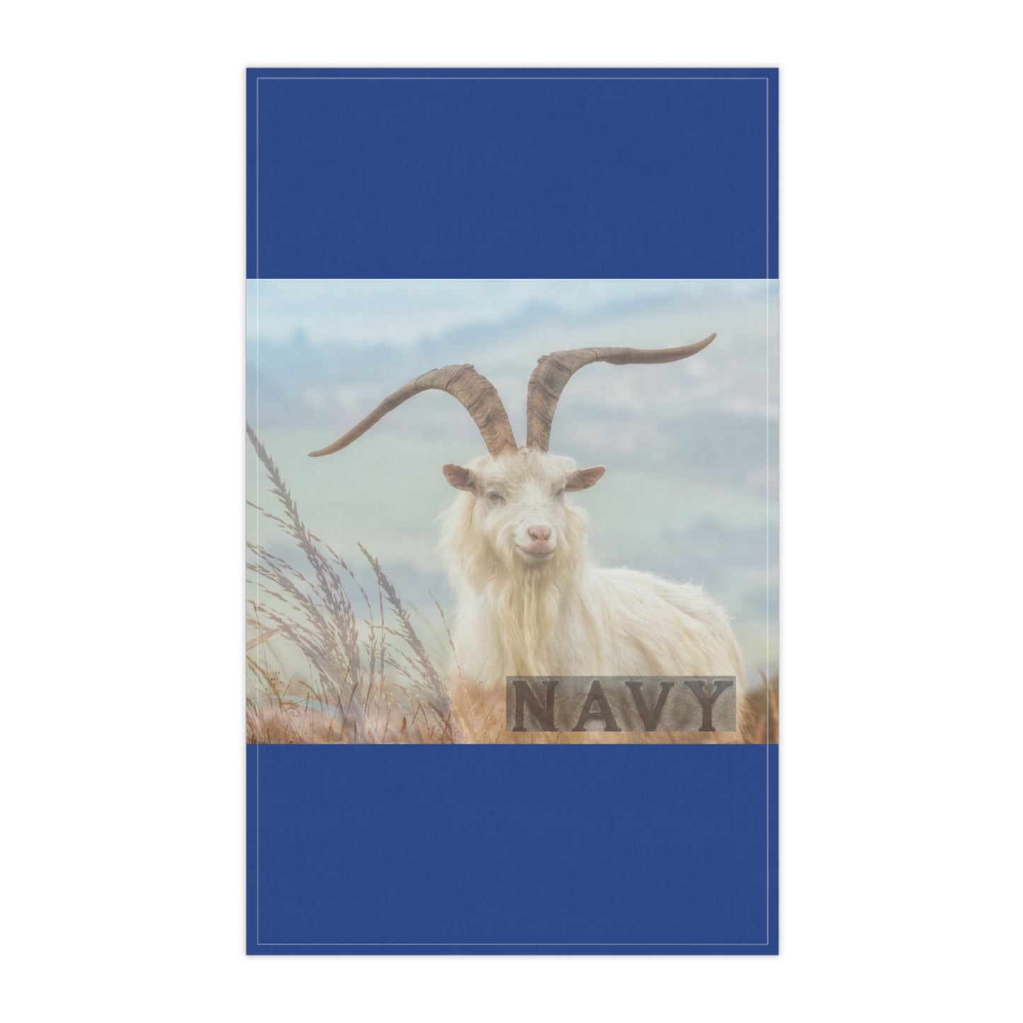 Navy Goat Design Tea Towels - Rustic Kitchen Decor