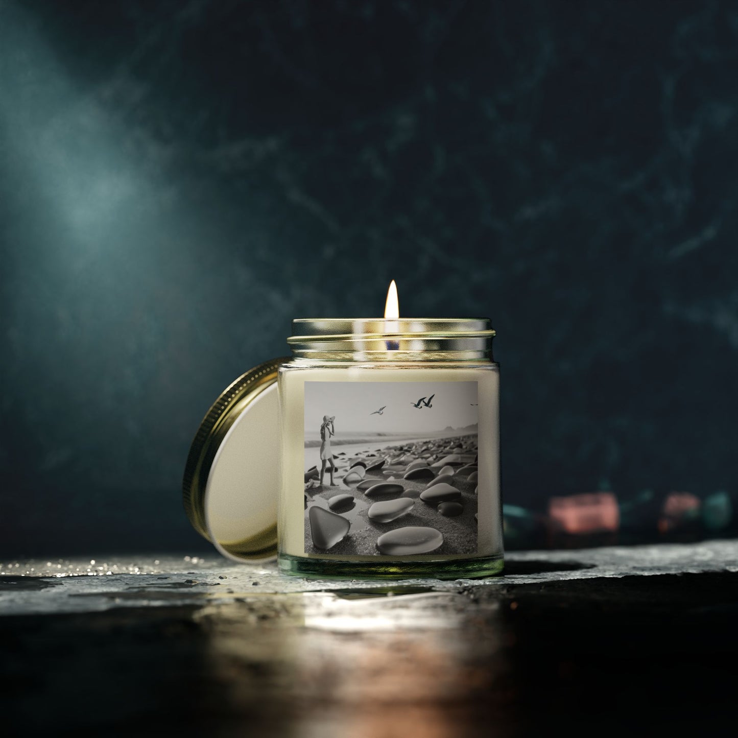 Coastal Serenity Scented Candle - Coconut Apricot Wax (4oz, 9oz) - Relaxing Aromatherapy for Home Decor
