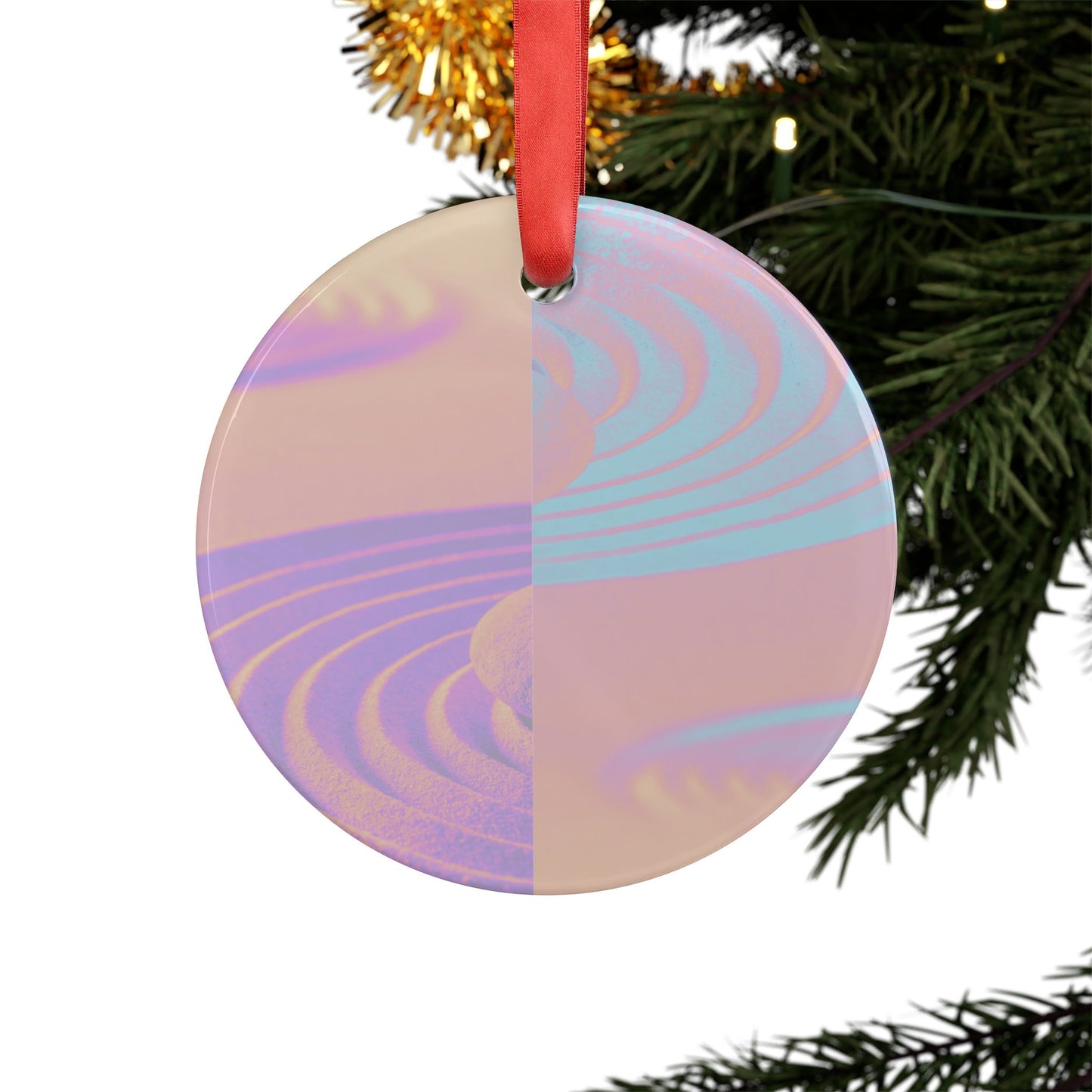 Abstract Acrylic Ornament with Ribbon | Unique Holiday Decoration