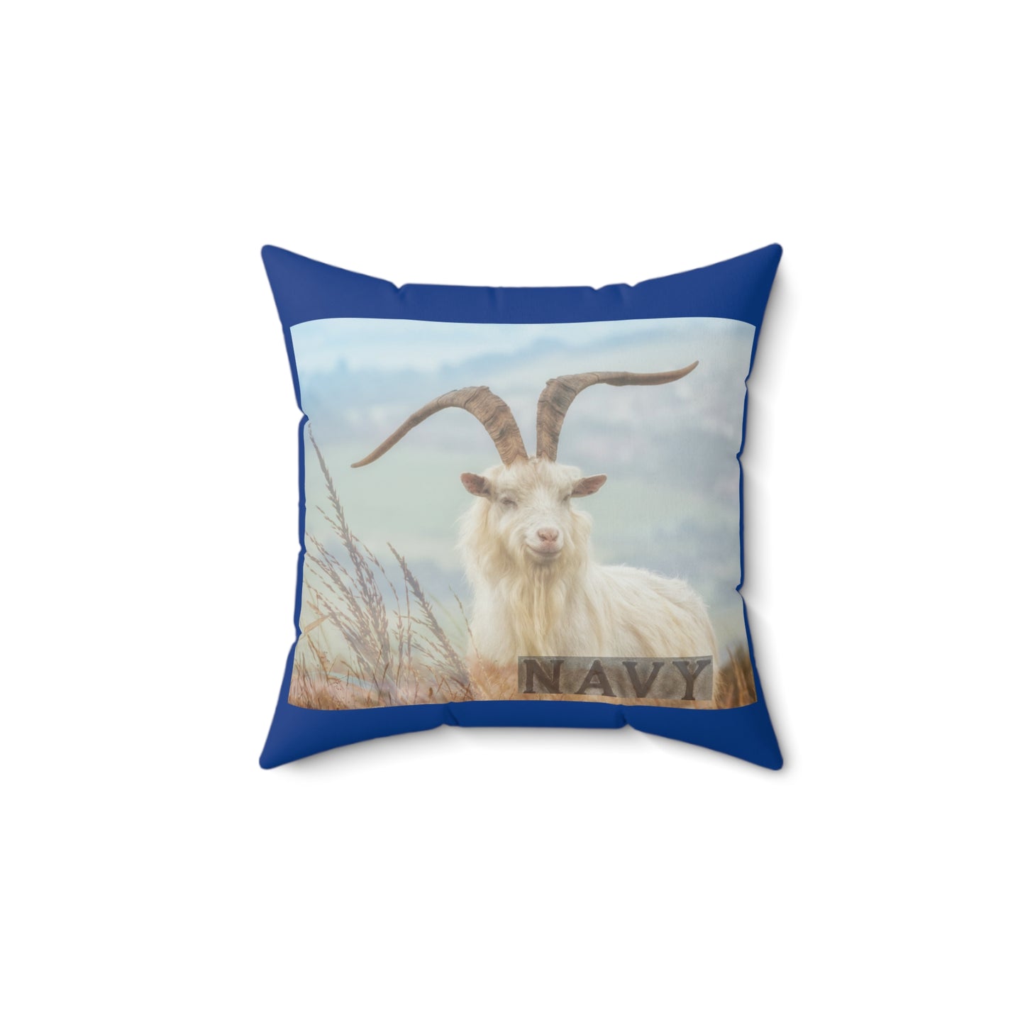 Navy Goat Print Throw Pillow