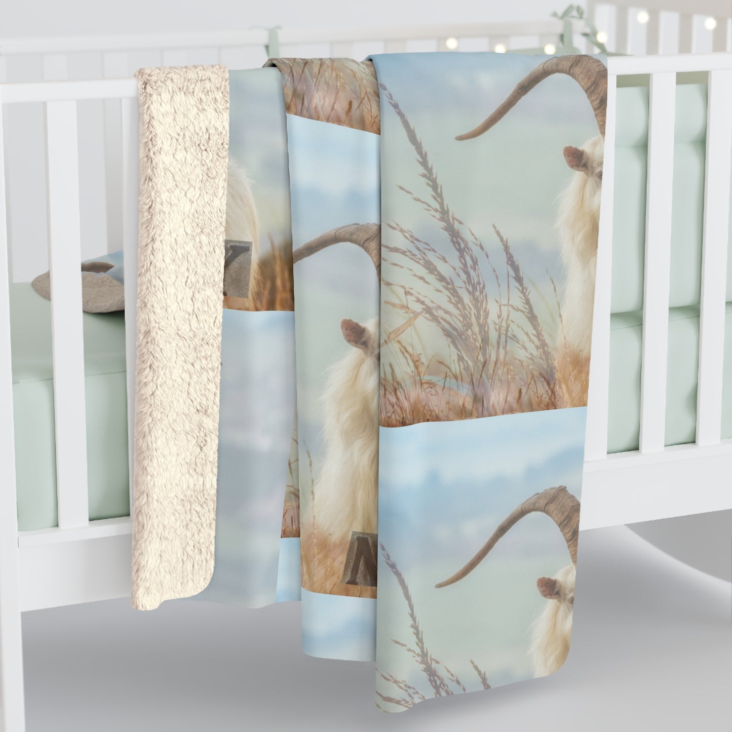 Naval Academy Sherpa Fleece Blanket with Goat Design