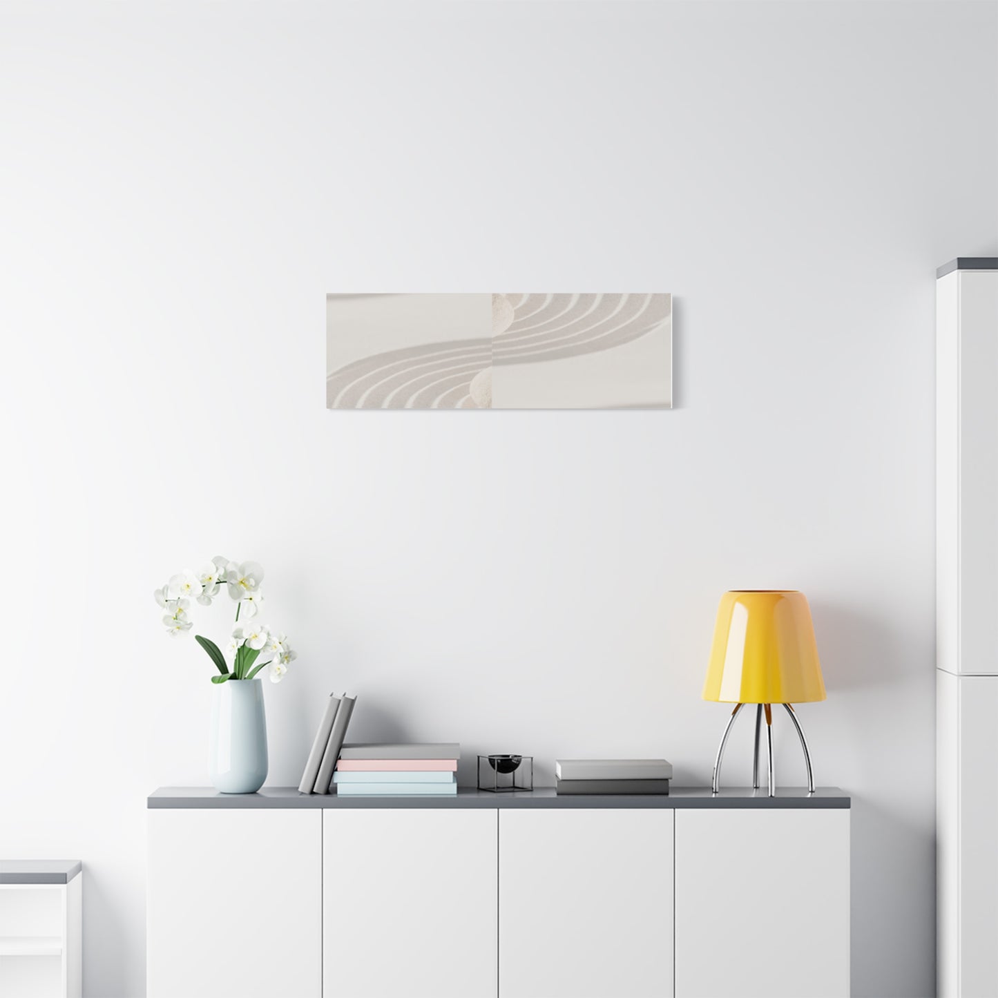 Zen-Inspired Stretched Matte Canvas Wall Art - Tranquil Sand Patterns