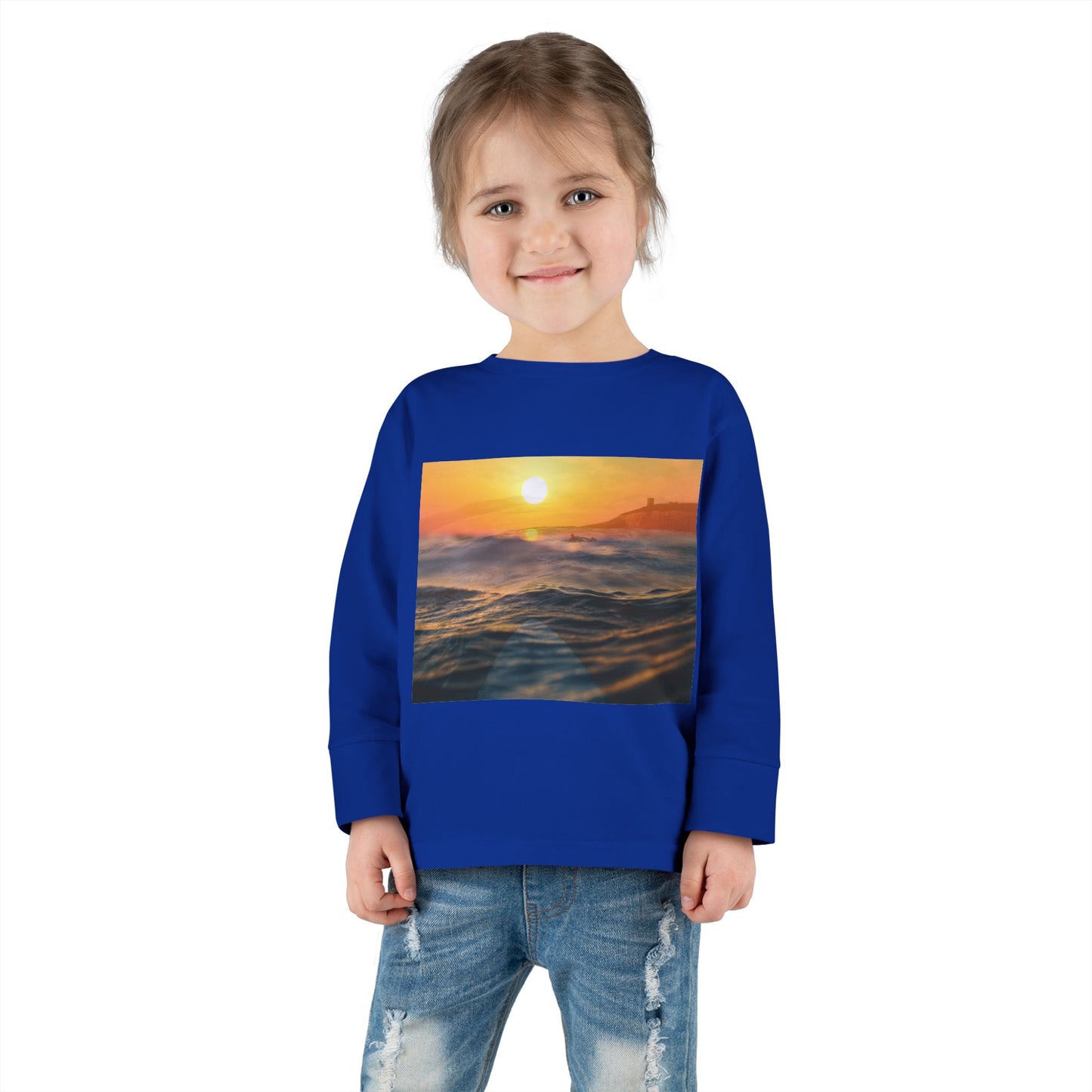 Toddler Long Sleeve Tee - Sunrise Ocean Waves Design