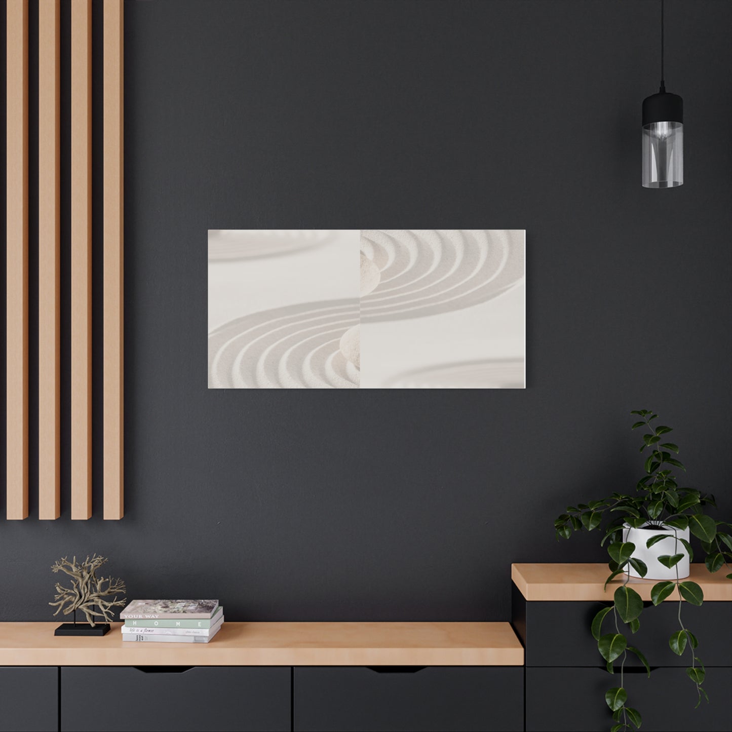 Zen-Inspired Stretched Matte Canvas Wall Art - Tranquil Sand Patterns
