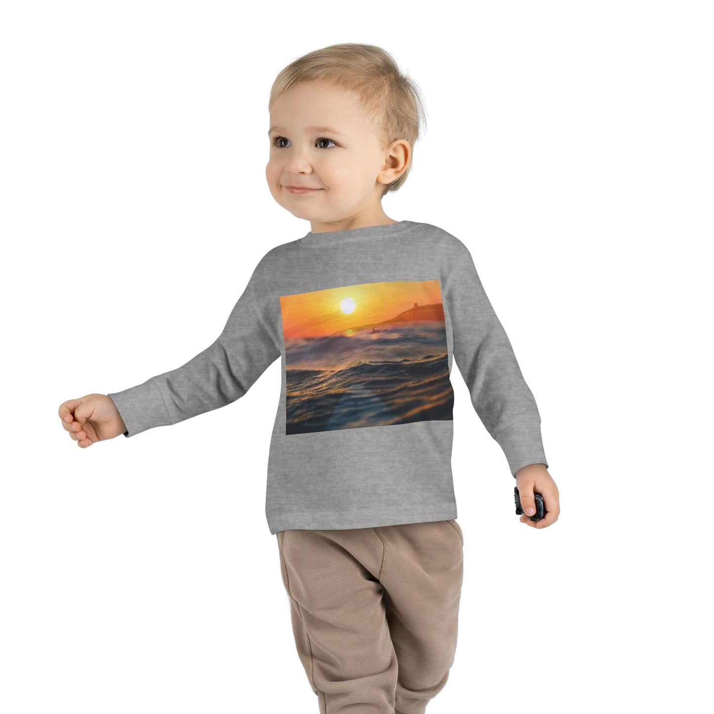 Toddler Long Sleeve Tee - Sunrise Ocean Waves Design