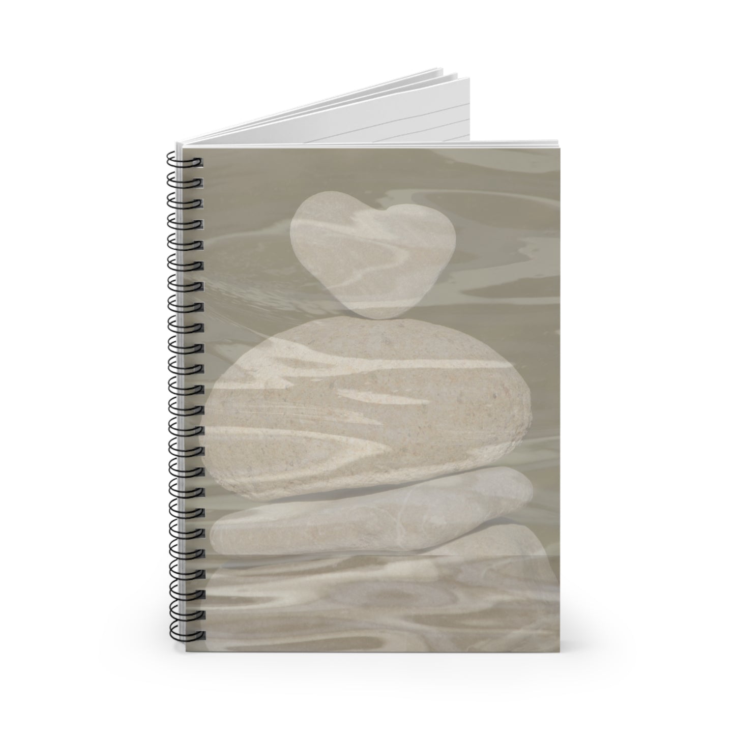 Serene Spiral Notebook - Ruled Lines with Heart Design